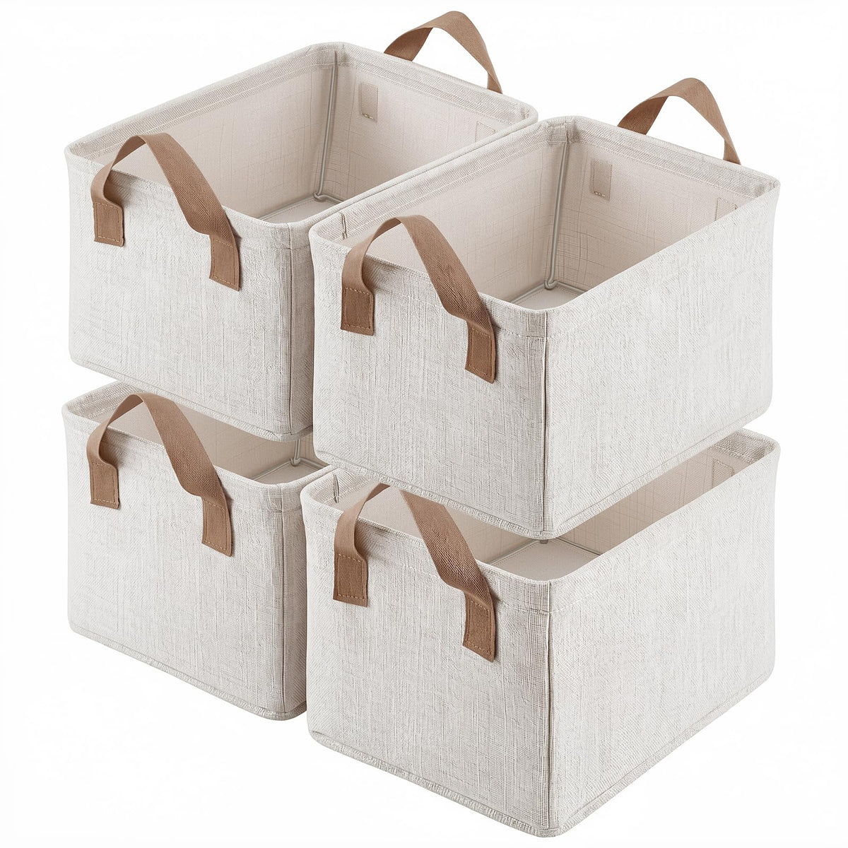 2 Pack Storage Baskets for Shelf, Small Closet Organizers and Storage Cream