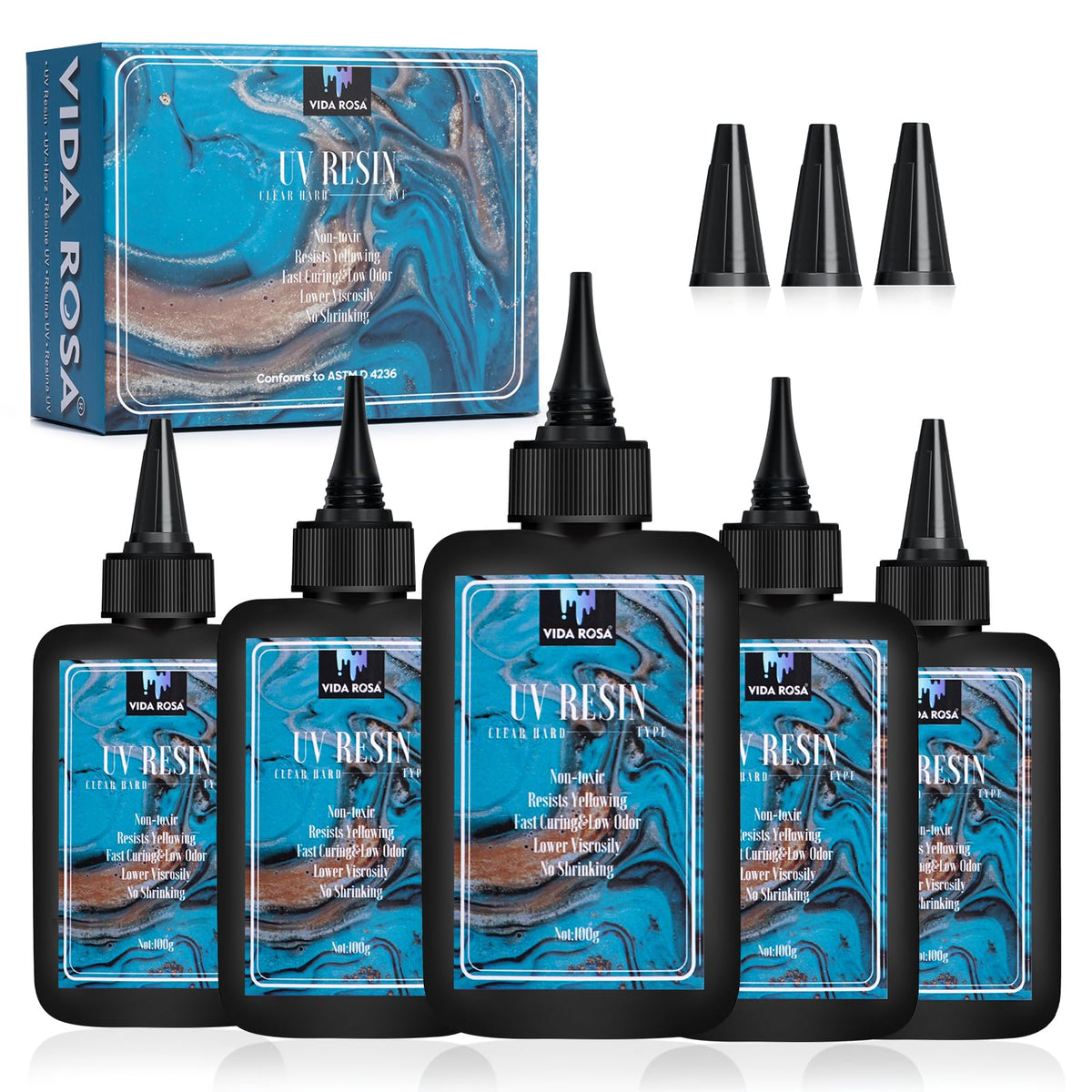 VIDA ROSA 500g UV Resin Upgraded Low Viscosity and Low Shrinkage Kit with High Gloss,Hardness and Fast Curing Epoxy Resin for Casting Coating DIY