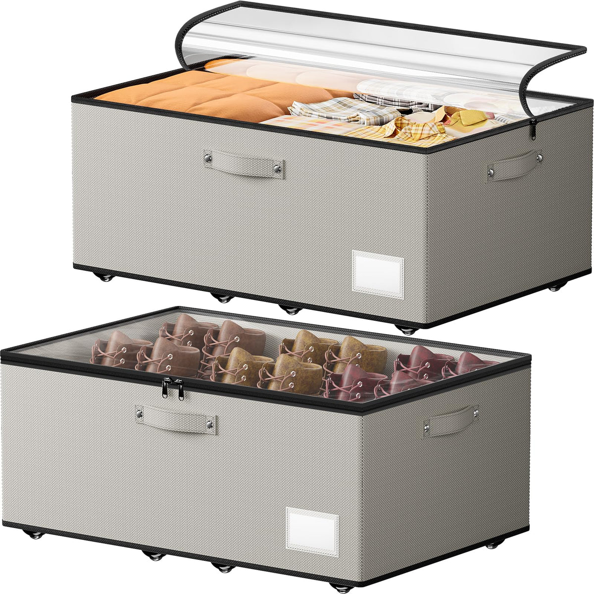 Mavivegue 63L Under Bed Storage on Wheels,2 Pack Underbed Storage Bins
