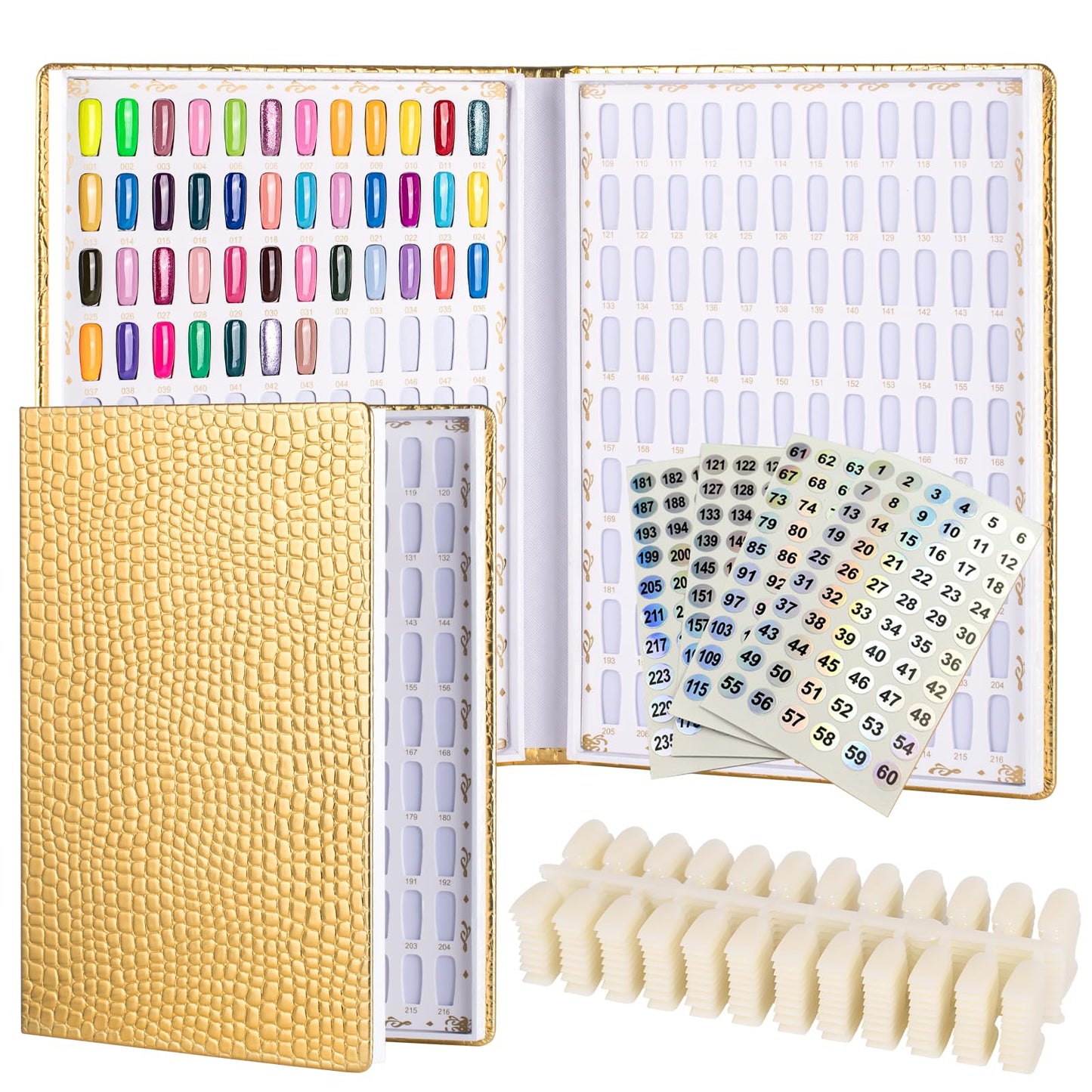 Acycoin2A Professional Nail Art Colour Chart with 216 Colours (Gold)