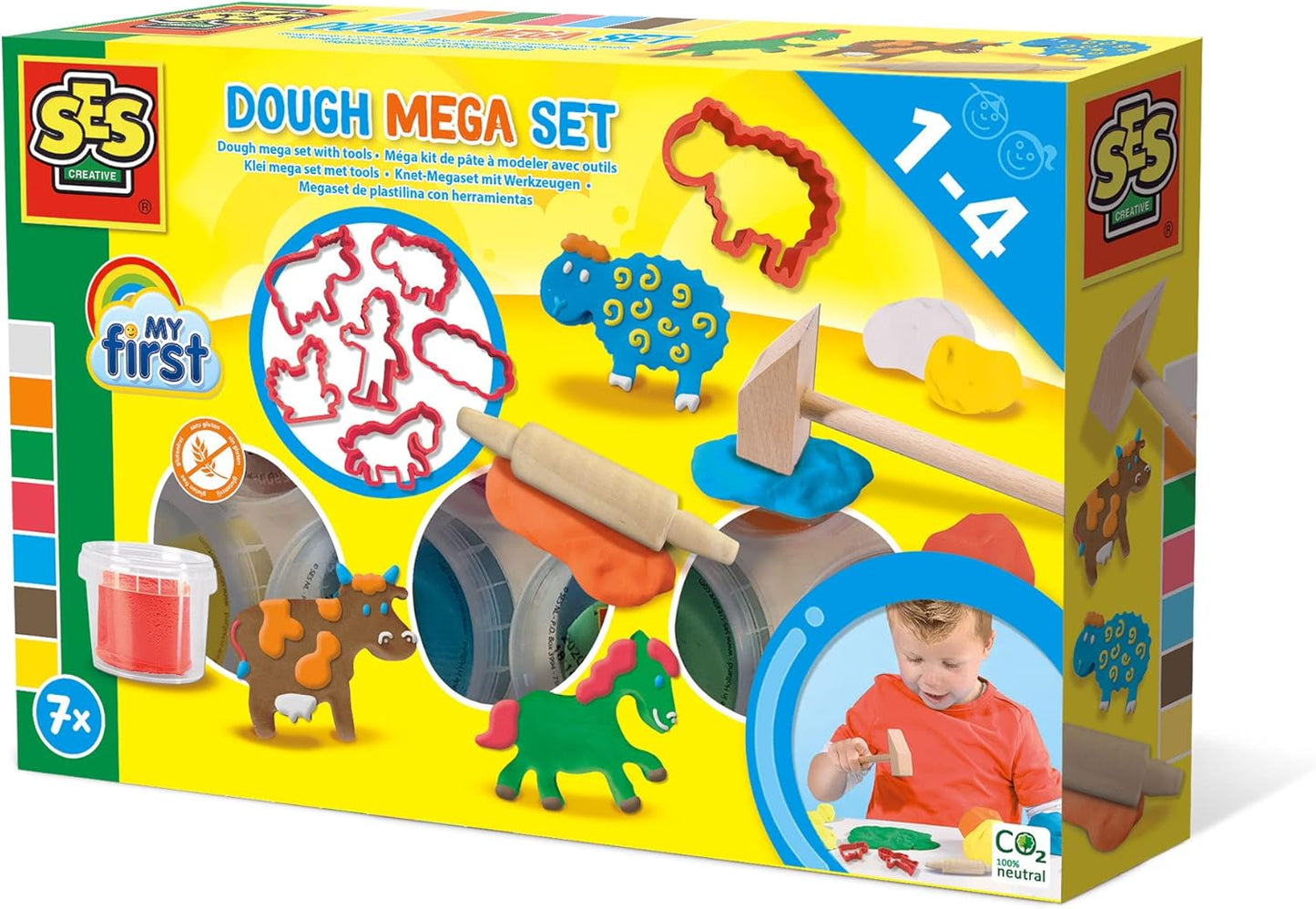 SES Creative, My First Dough Mega Set, New but missing 2 shape cutters & rolling pin, open, scruffy box