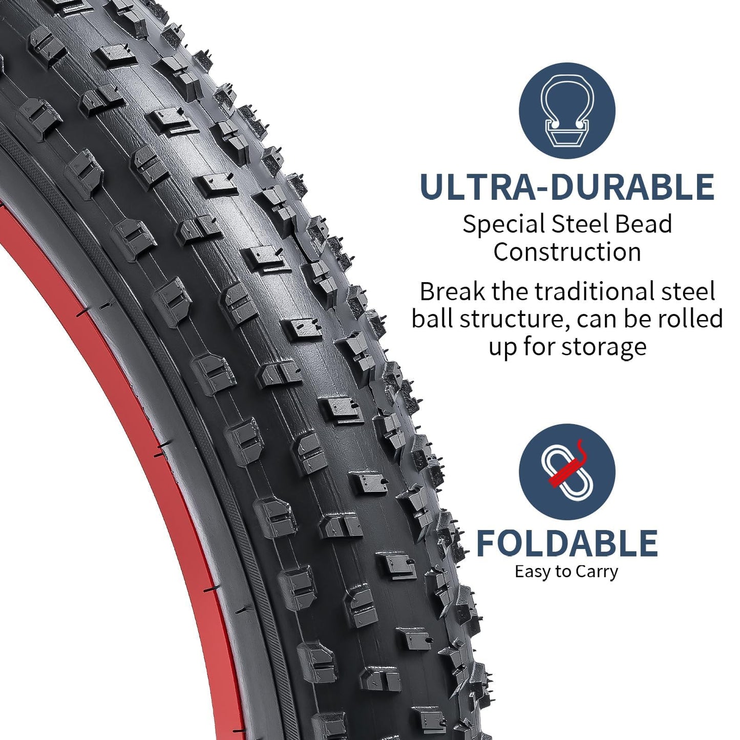 YunSCM 1-PC 26" Foldabel Bike Fat Tyre 26x4.0 ETRTO 100-559 with 26 inch Heavy Duty Inner Tube 26x4.0/4.50 AV32mm Schrader Valve, Compatible with