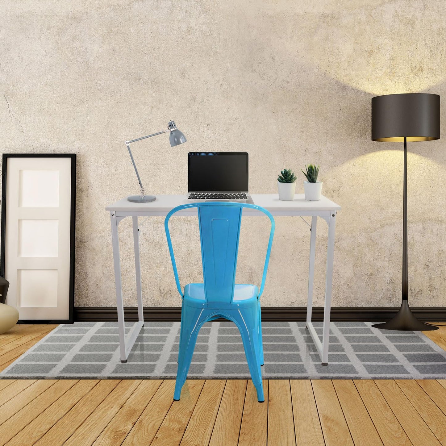 hjh OFFICE Vantaggio Comfort 645024 Bistro Chair Metal Light Blue Industrial Design Stackable