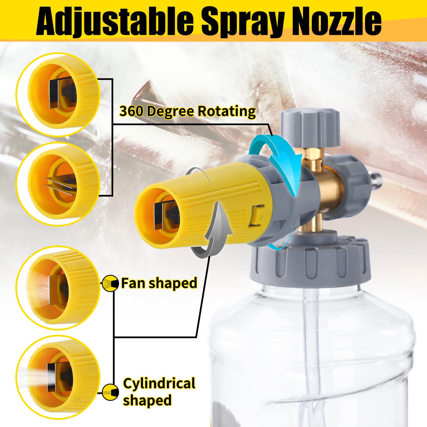 Tool Daily Foam Lance with Pressure Washer Gun 5000 PSI Quick Connector Swivel 3/4" Adjustable M22
