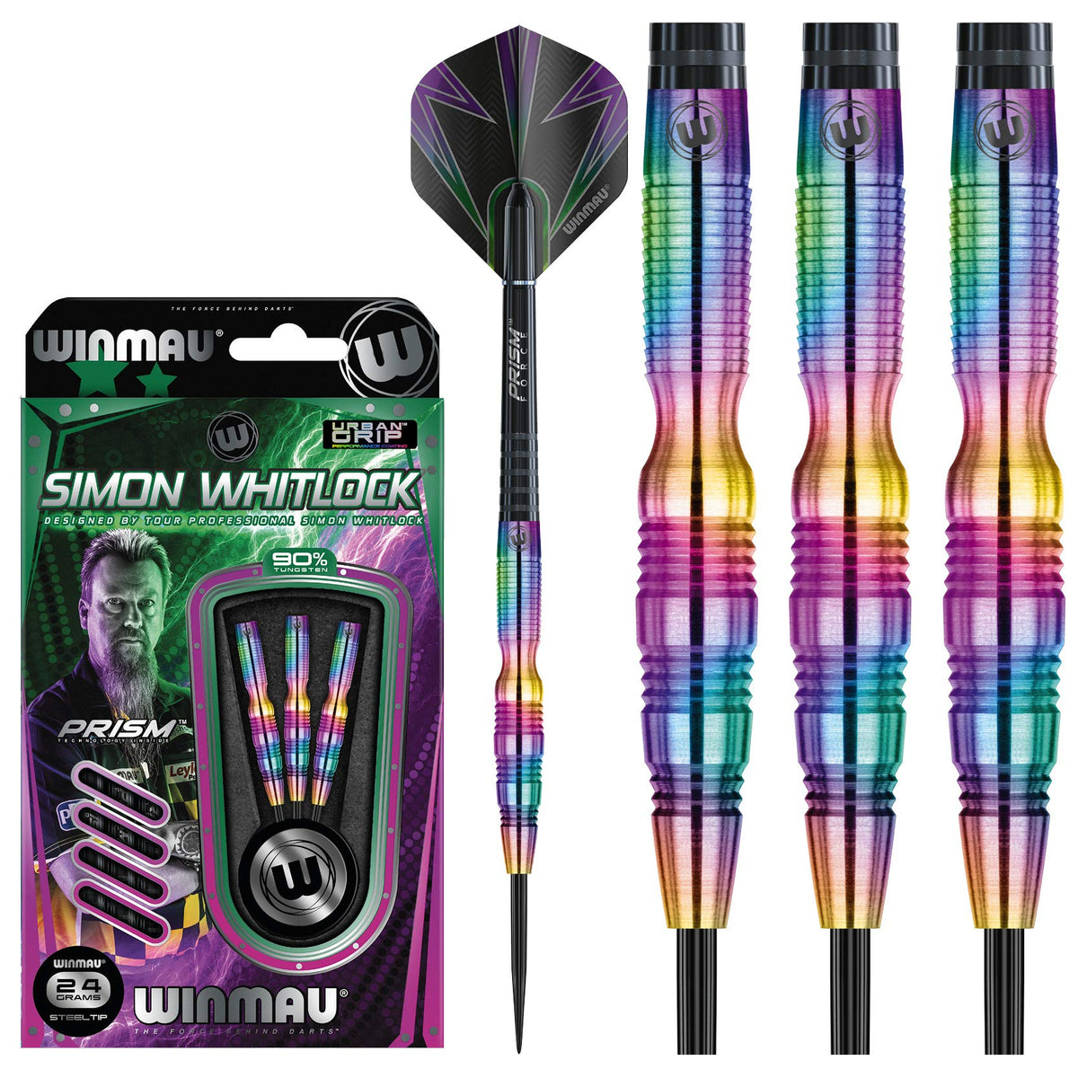 WINMAU Champions - Simon Whitlock 3: 24g Tungsten Darts Set with Flights and Stems