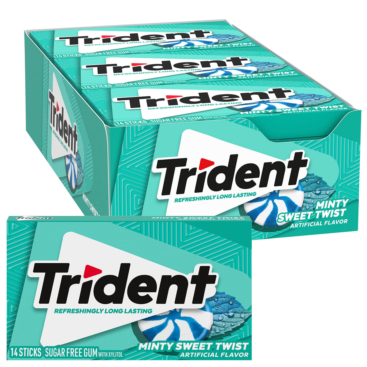 Trident Minty Sweet Twist Sugar Free Chewing Gum with Xylitol 14 Sticks 39 g