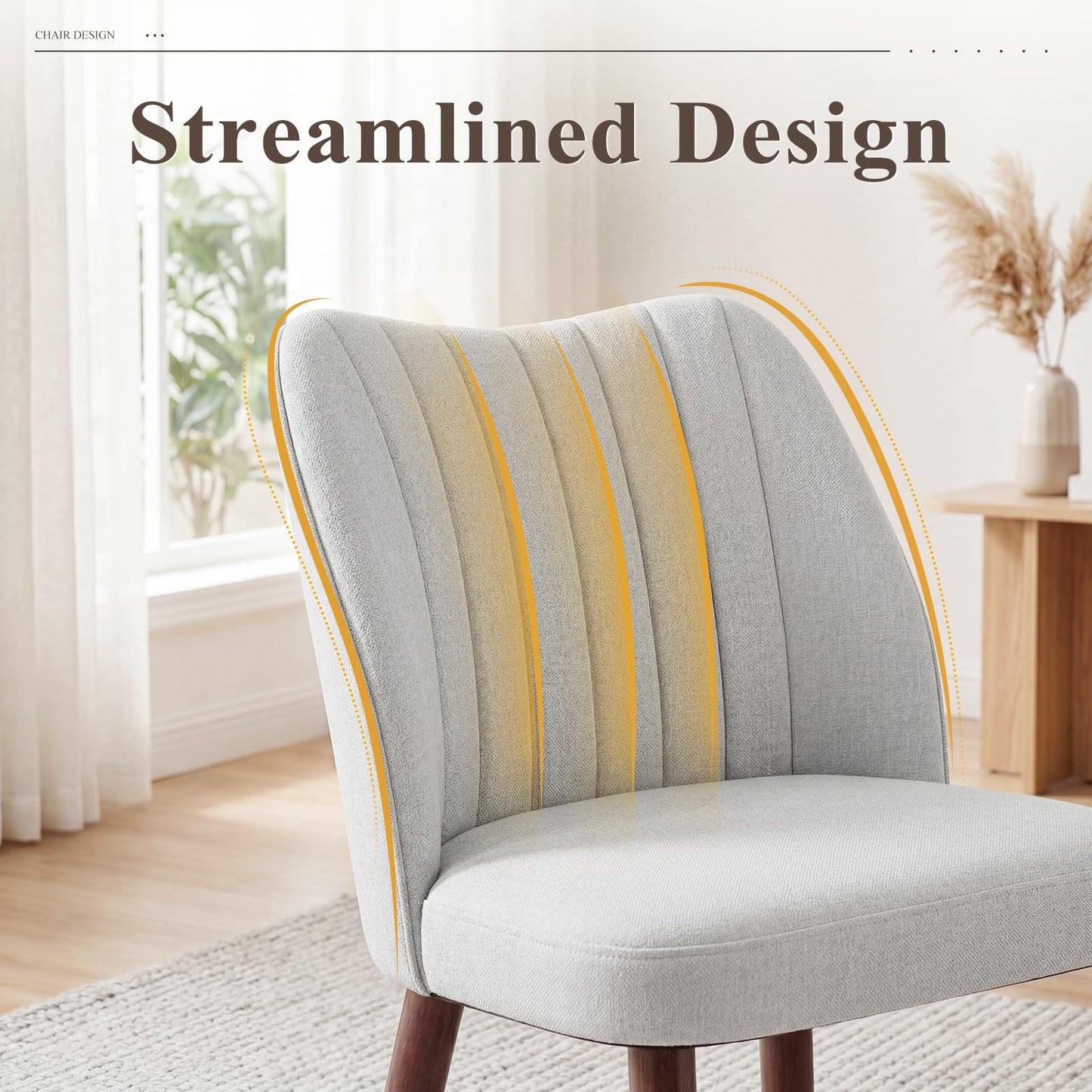 MALOL Upholstered Dining Chairs Set of 2, Fabric Chairs for Dining Room with Solid Wood Legs and Thick Seat Cushion
