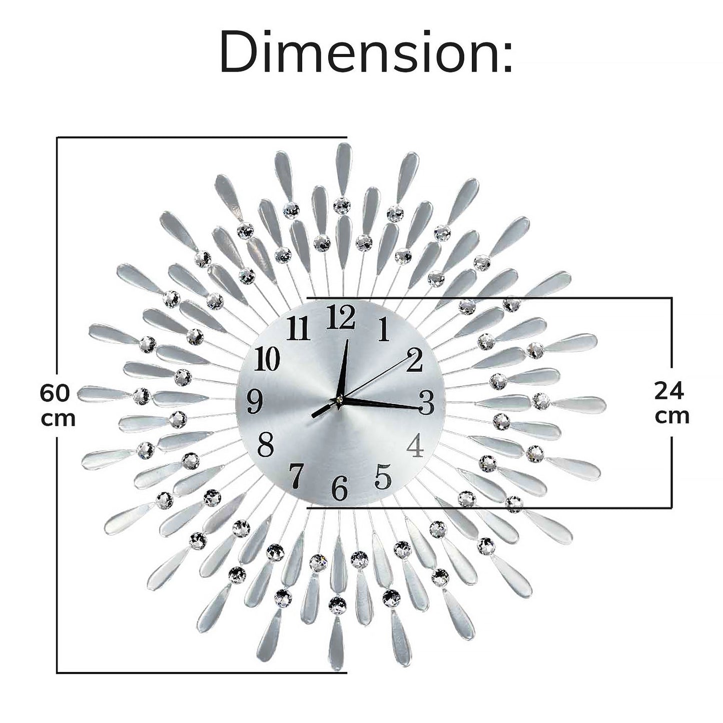 Crystals Quartz Jeweled Wall Clock