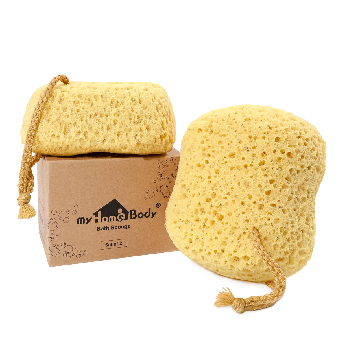 myHomeBody Bath Sponge, Foam Loofah Sponge, Body Sponge for Shower ? Large Size, Lots of Lather, Curvy, 2 Pack