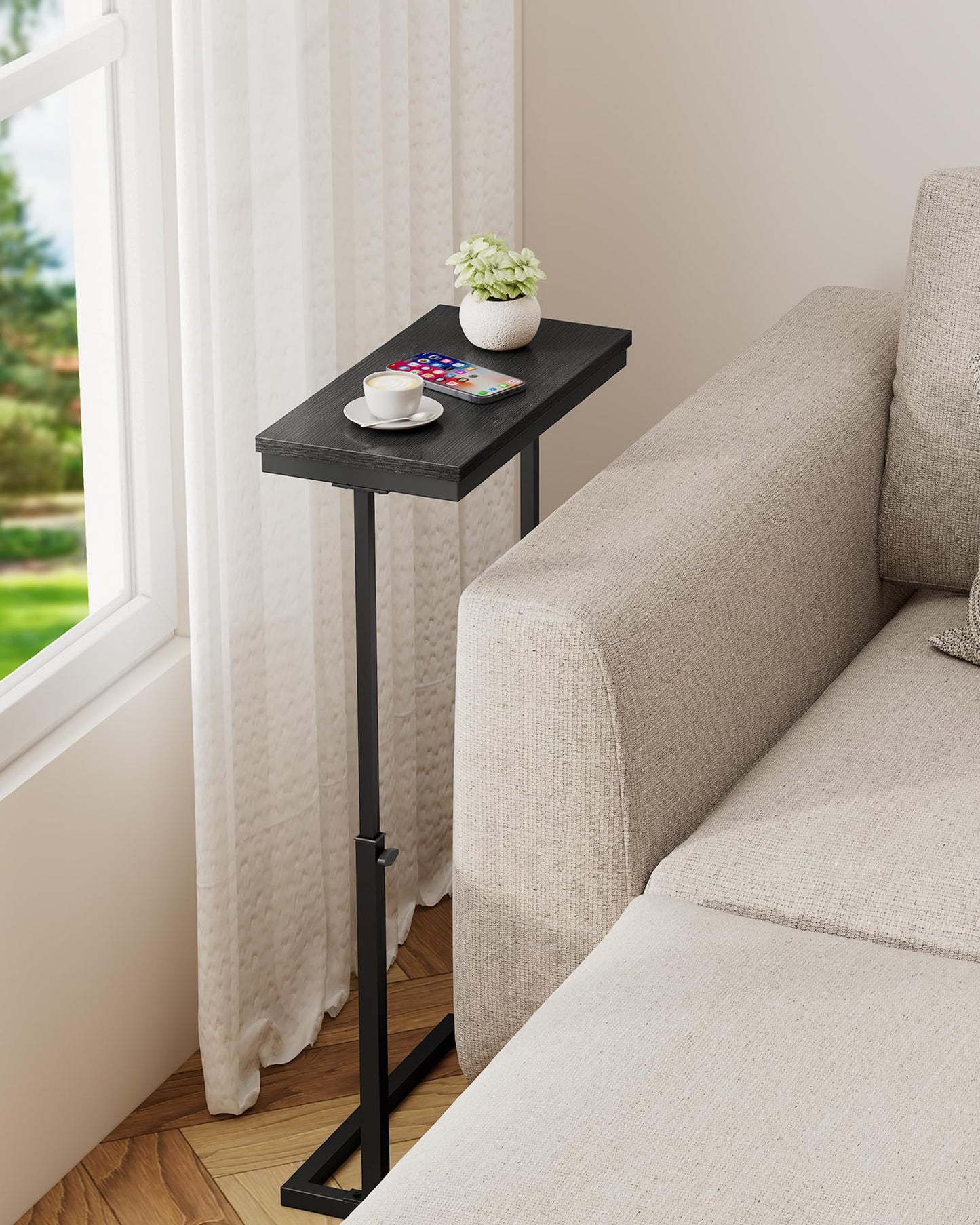 TUTOTAK End Table, Side Table, Tall Couch Table, Sofa Table, Living Room, Bed Room, Black TB01BK083EU