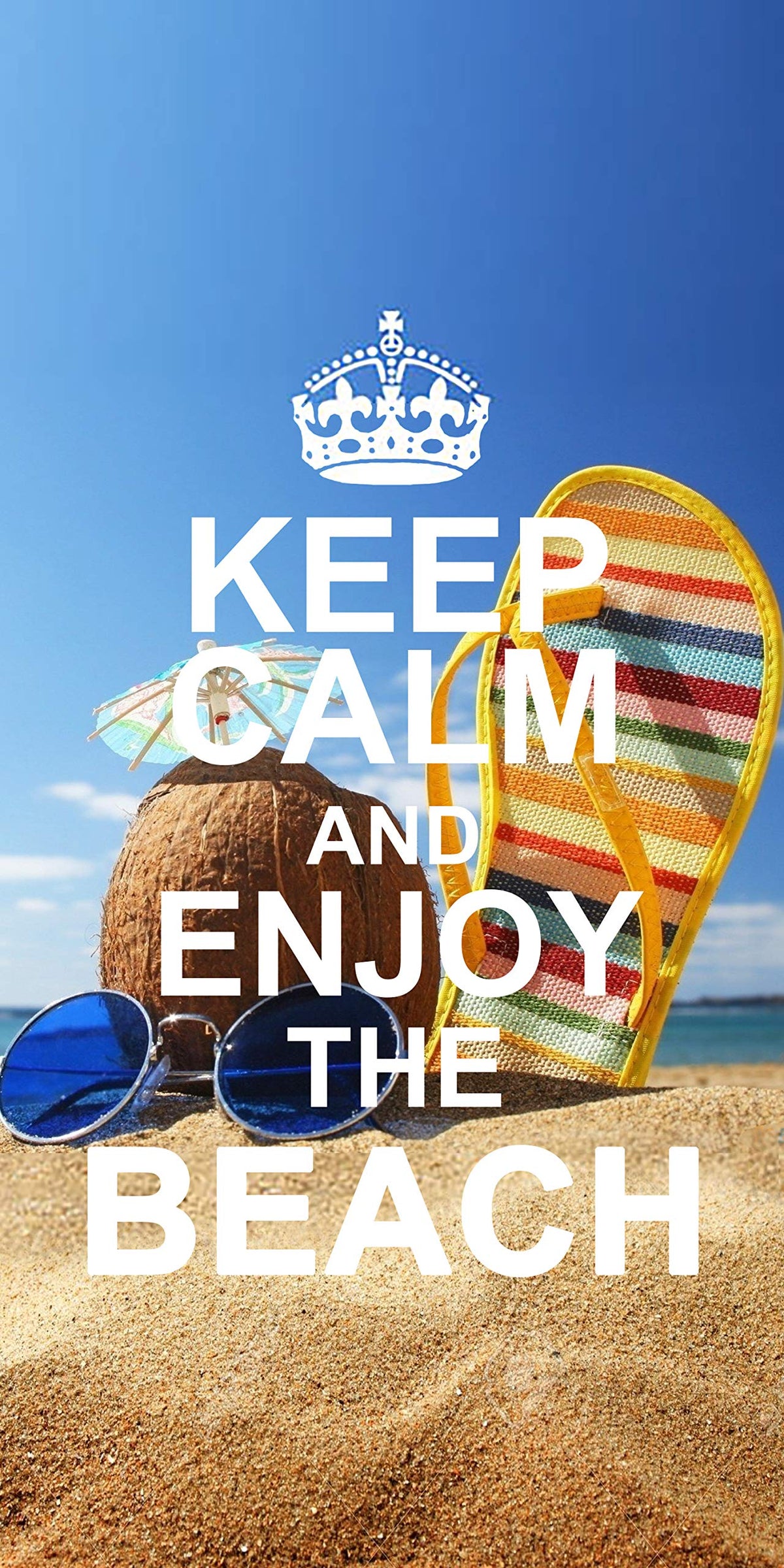 Miracle Home Microfiber Towel Keep Calm Beach 11754, 100% Polyester, 95 X 175