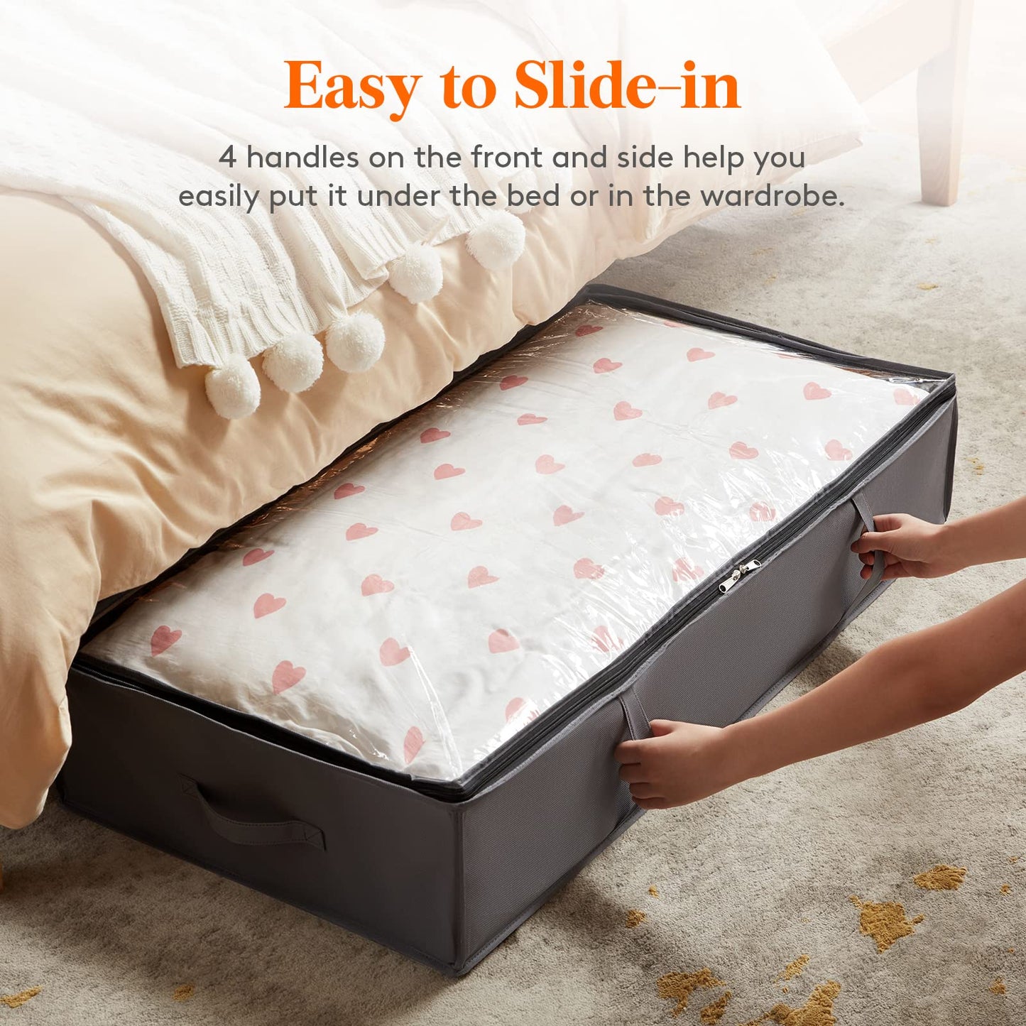 Lifewit 2 Pack 95L Under Bed Storage, Underbed Storage Boxes with lid Clothes Storage Bag Wardrobe Storage Organiser with Reinforced Handle
