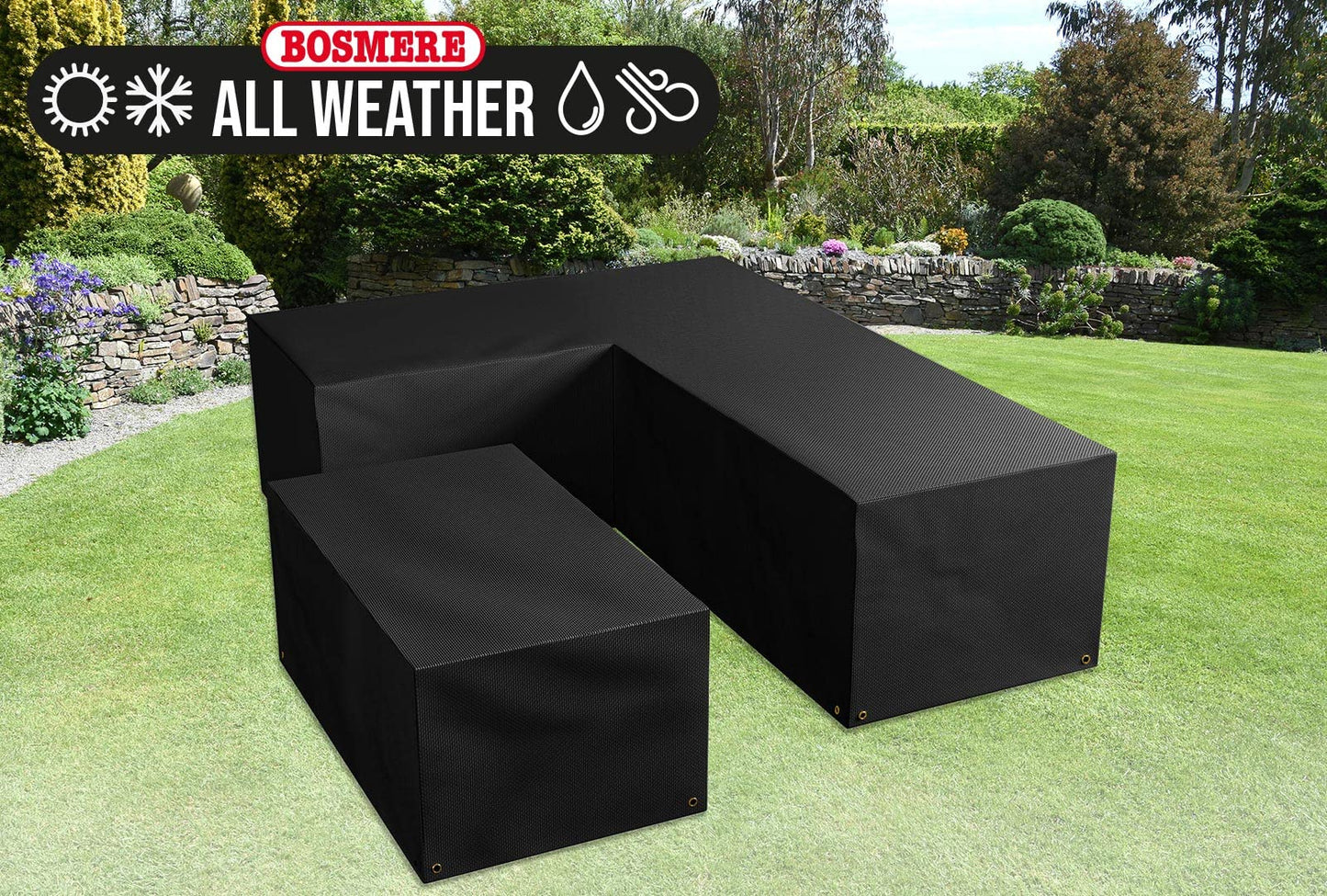 Bosmere All-weather (Modular) - L-Shaped Dining Set Cover - Medium, Right Side Long, Charcoal, AM667C