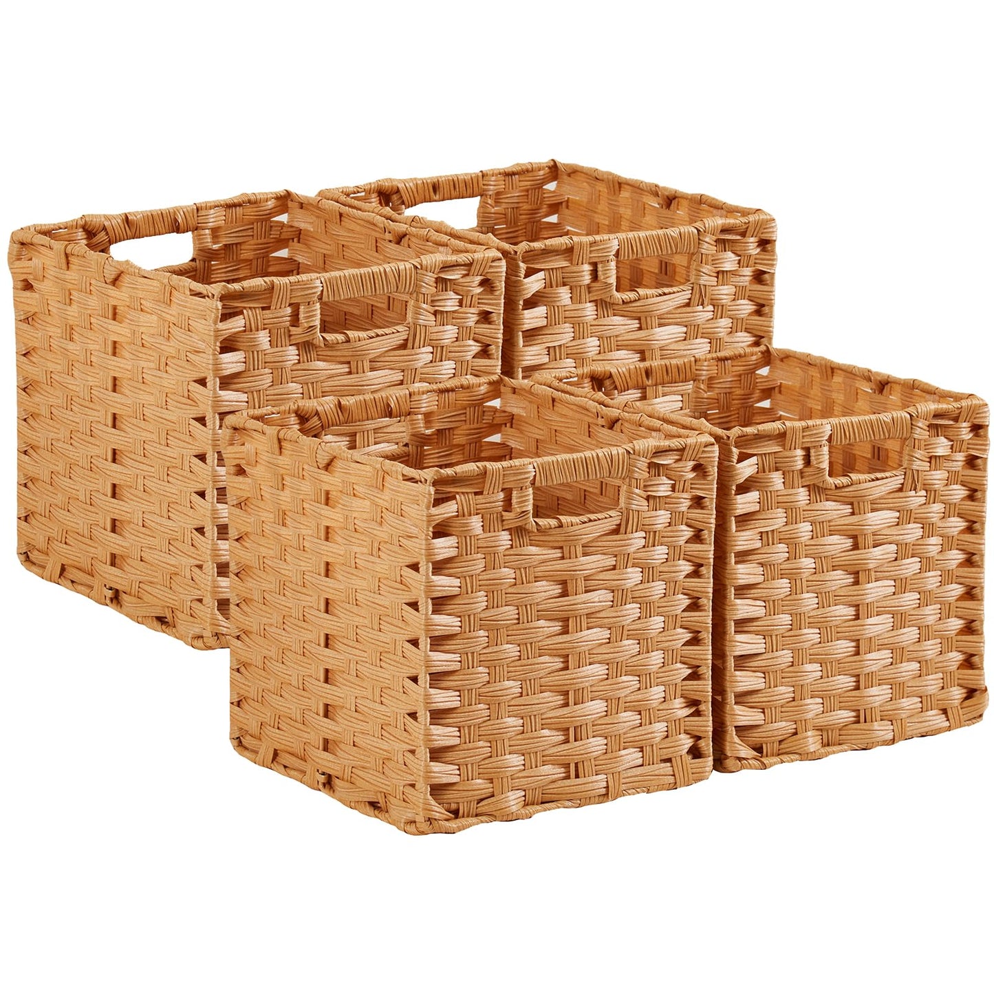 SOCOHOME Cube Storage Box,31x31x31cm Faux Rattan Boxes for Toy Clothes Shelf Nursery Closet Waterproof,Non-Mouldy(Beige, 4 Pcs)