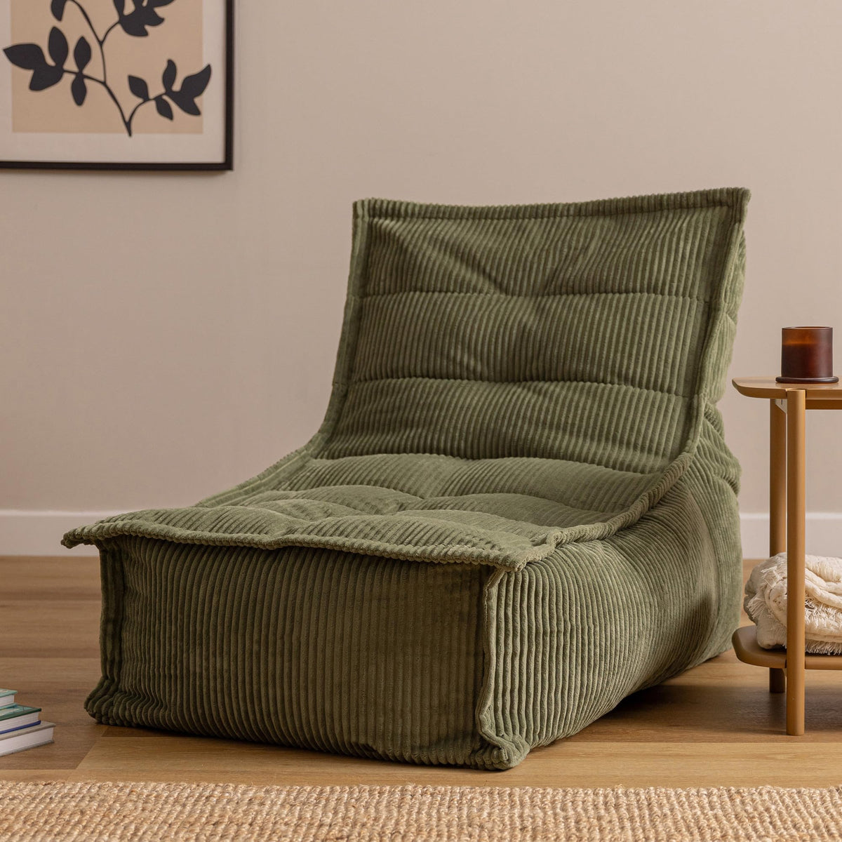 icon Dolce Cord Bean Bag Lounger with Filling Included, Green