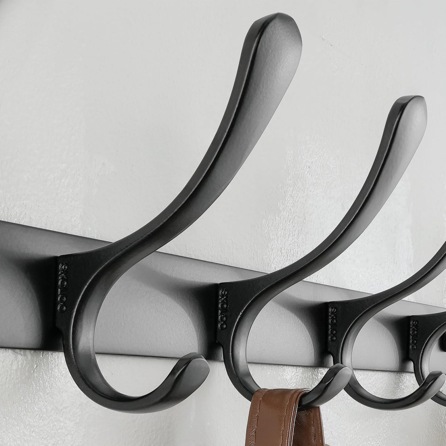 SKOLOO Coat Rack Wall Mounted - 10 Hooks, Heavy Duty, Stainless Steel, Metal Wall Coat Hanger, Sturdy Wall Hooks for Hanging Coat, Jacket, Clothes