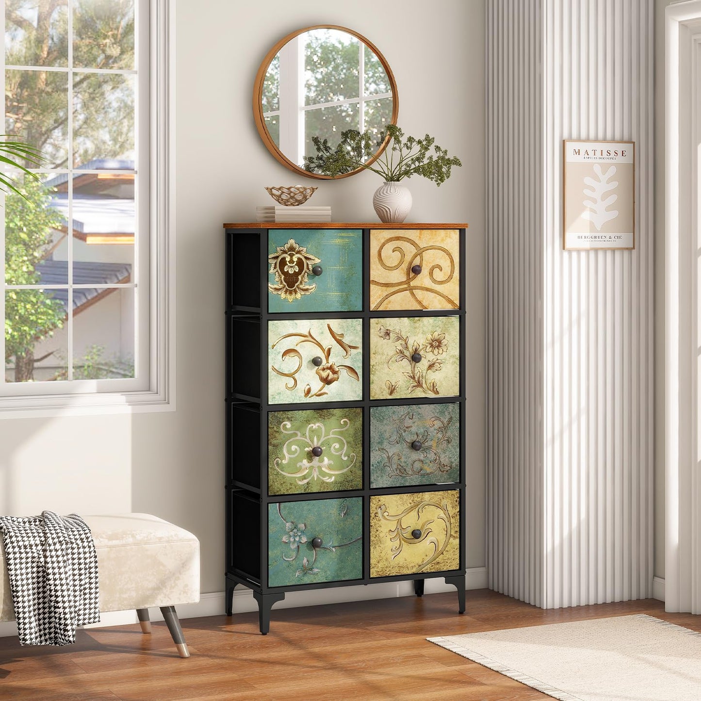 LYNCOHOME Chest of Drawers, 8 Drawer Fabric Bedroom Dresser Storage Drawrs, Storage Organizer Unit for Bedroom, Living Room, Entryway, Nursery