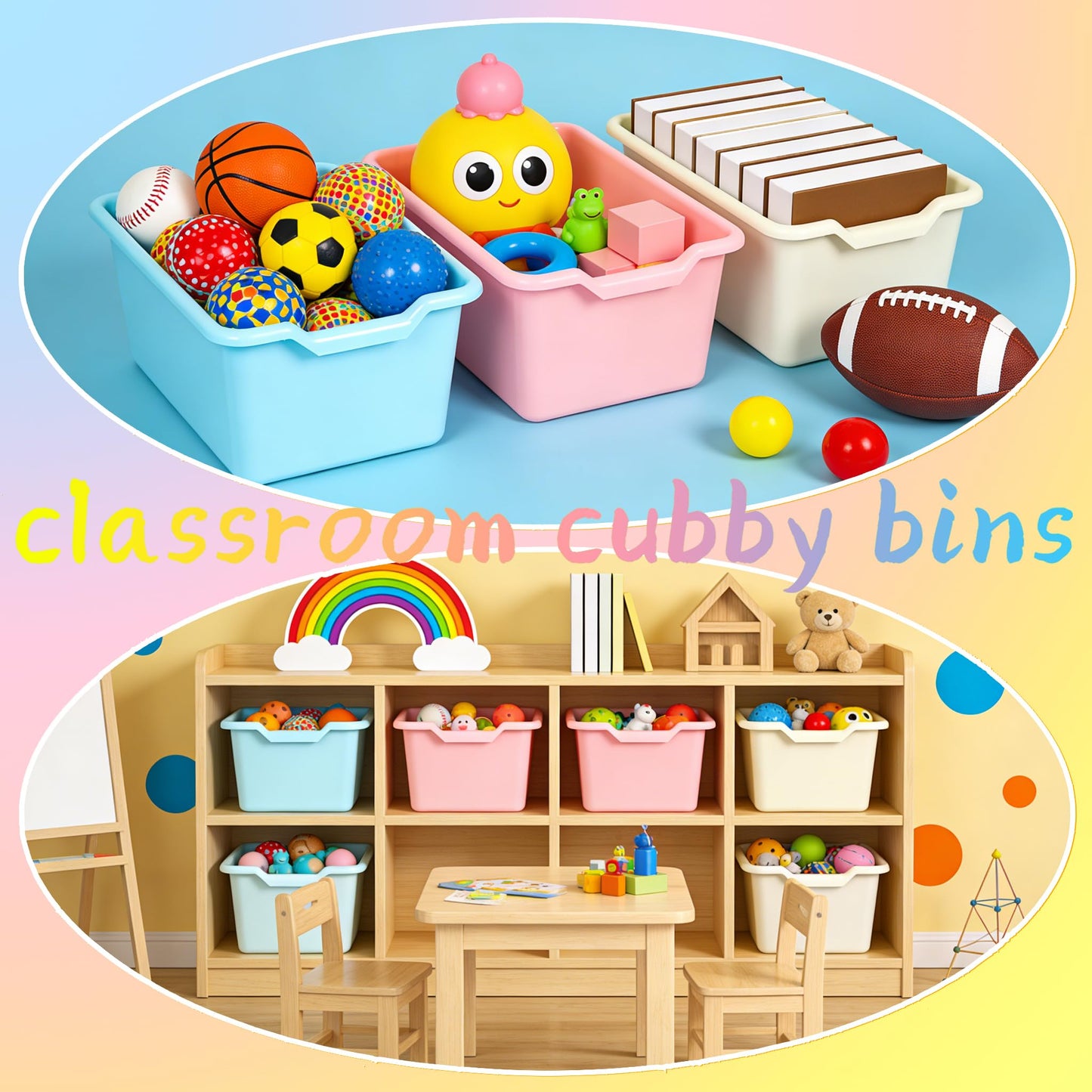 WUWEOT 16 Pack Plastic Storage Bins, Easy-to-Grip Design Multipurpose Stackable Plastic Storage Cubbies for Classroom, Nursery