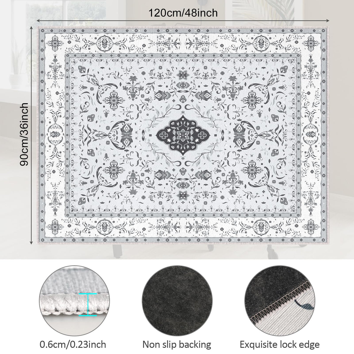 Office Chair Mat for Hardwood Floor: 36x48 Inch Low Pile Desk Chair Mat for Rolling Chair - Non Slip Dirt Resistant & Machine Washable