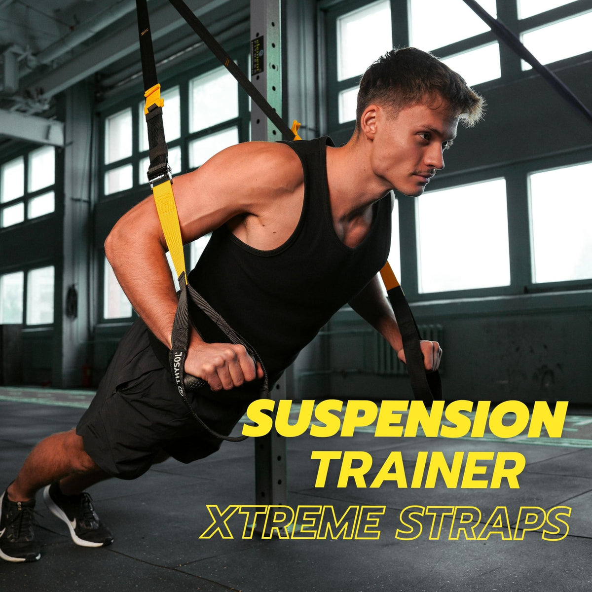 THYSOL? Suspension Trainer Pro Xtreme Straps | Sling Trainer Set with Adjustable Door Anchor | Fitness Home Workouts - Suitable for Travelling and for