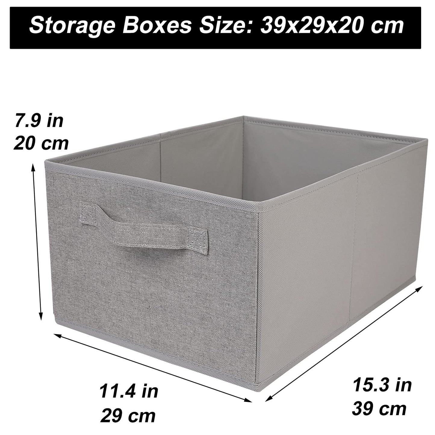 JAKAGO Foldable Wardrobe Fabric Storage Boxes 4 Pack, 39 x 29 x 20 cm