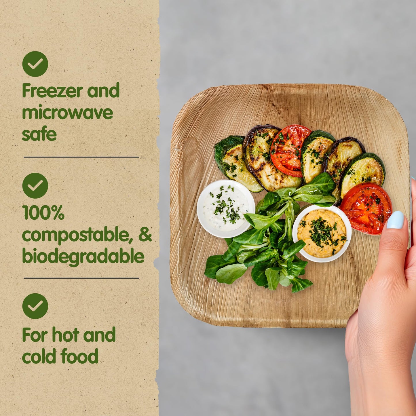 Signature Packaging - Disposable Palm Leaf Plates - 10" and 7" (100 Combo Pack) - Sturdy, Square Party Plates