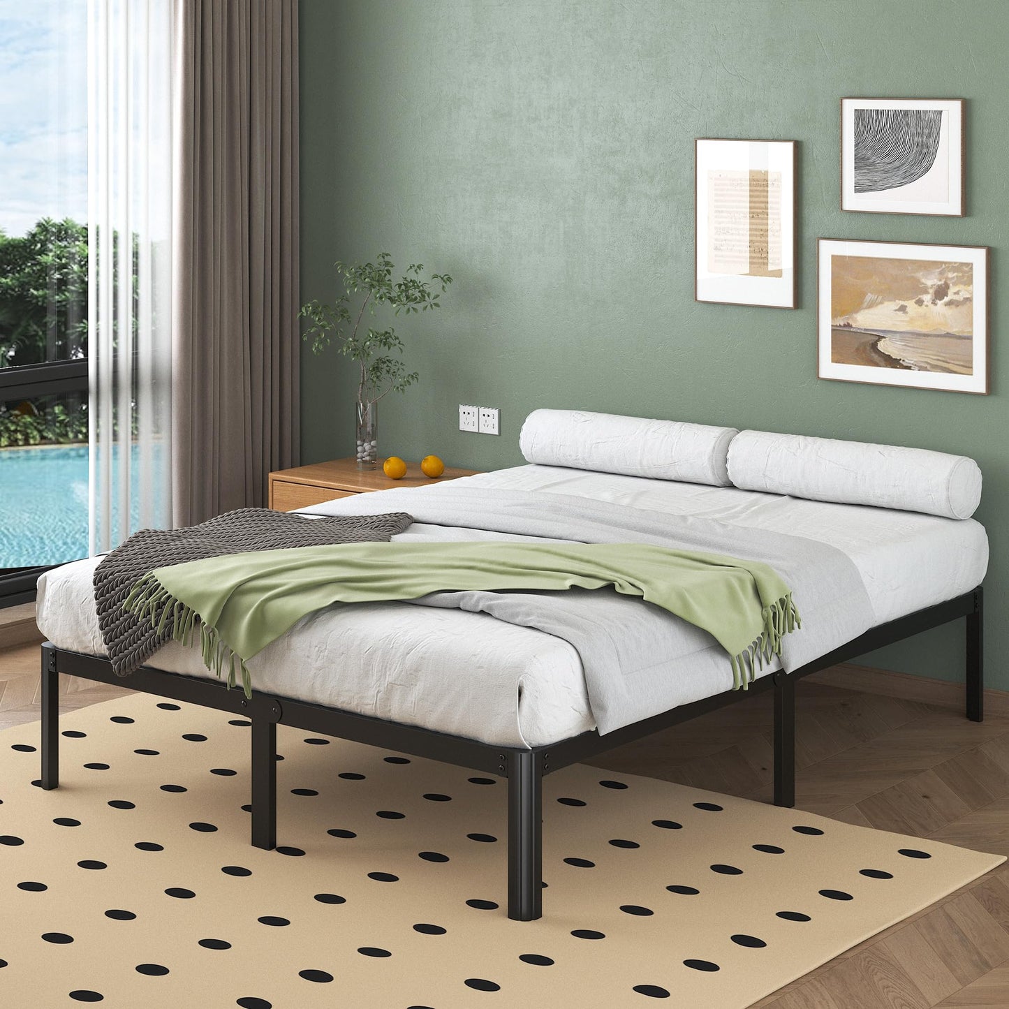 Lutown-Teen 30.5 cm High Super King Bed Frame 6ft with Rounded Corner Legs, Heavy Duty Metal Bed Frame Super King Size 180x200, Storage Space