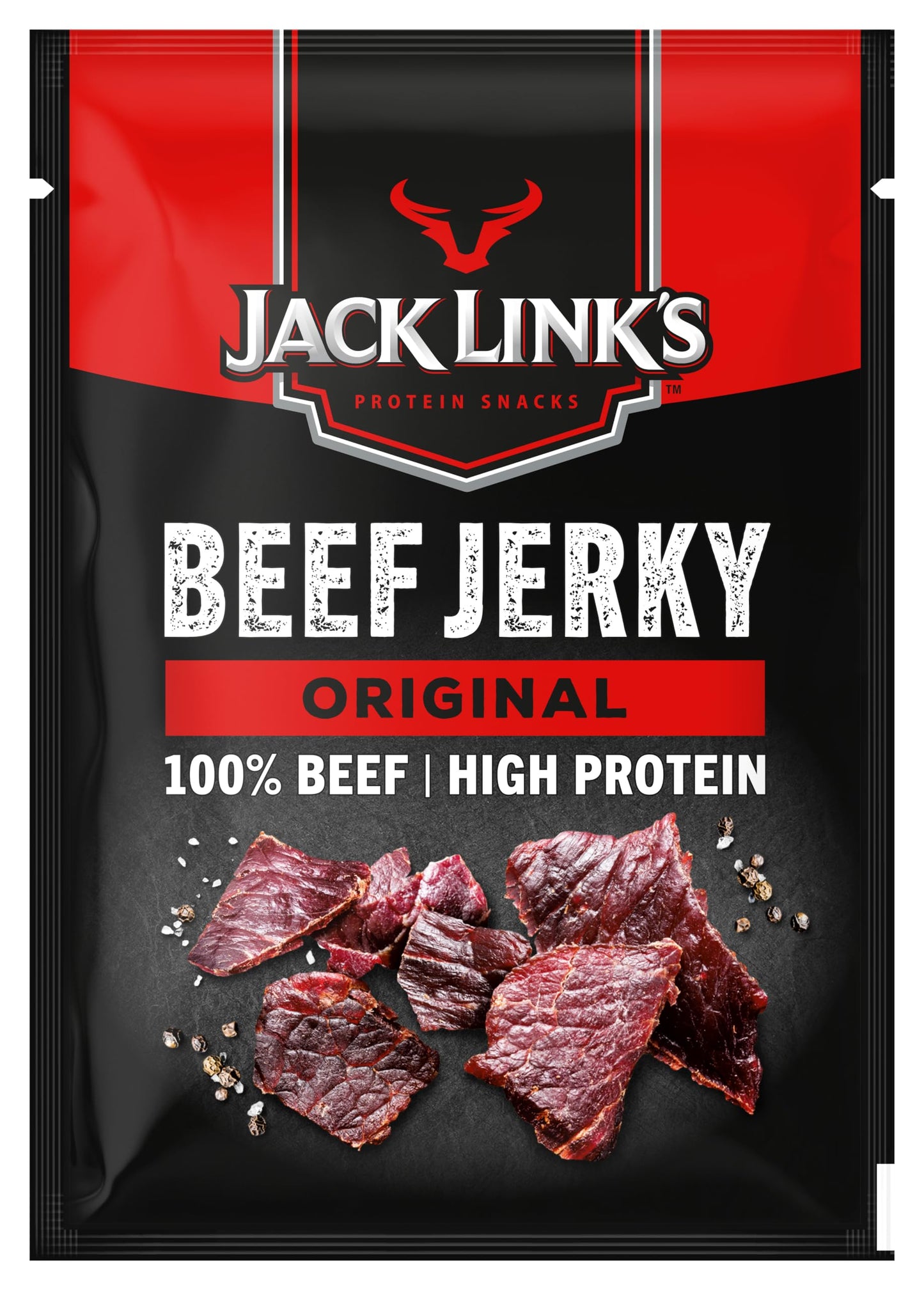 Jack Link's Beef Jerky, Original Flavour High Protein Meat Snack, Multipack Box of 12 x 25g Packs