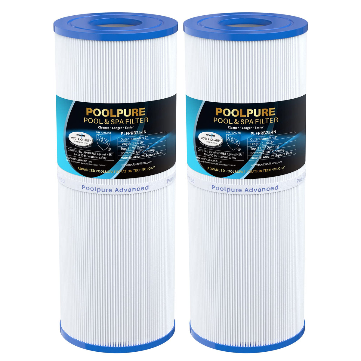 POOLPURE PLFPRB25-IN Hot Tub Filter Replacement for Unicel C-4326, Guardian 413-106, Filbur FC-2375, 3005845, 17-2327, 100586, 33521, 25392, 817-2500,