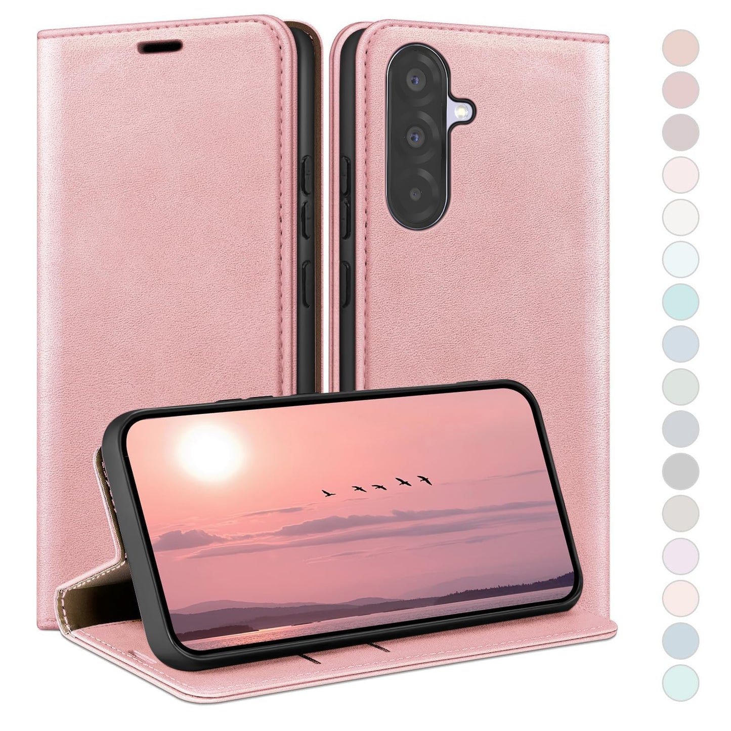 HUOUH for Samsung Galaxy A56 Wallet case with RFID Blocking PU Leather,Flip Folio Book covers,Credit Card Holder Shockproof Phone case Women Men for