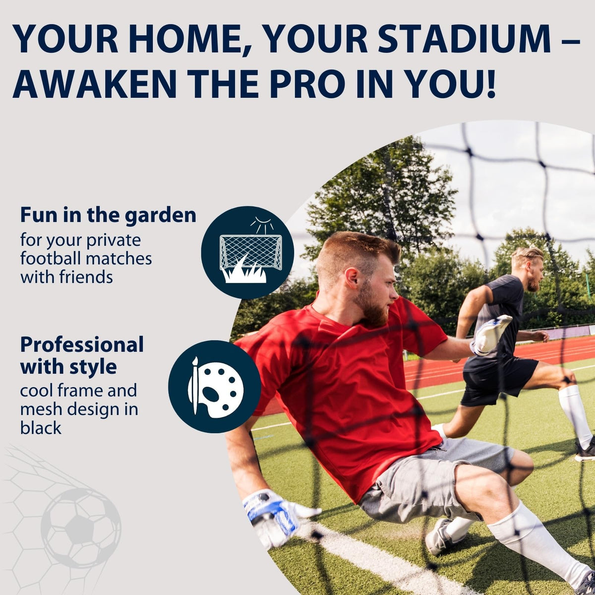 HUDORA Soccer Goal XXL - Large Football Goal for Kids & Adults - Weatherproof & sturdy football goal with tight net for home use - Premium Outdoor