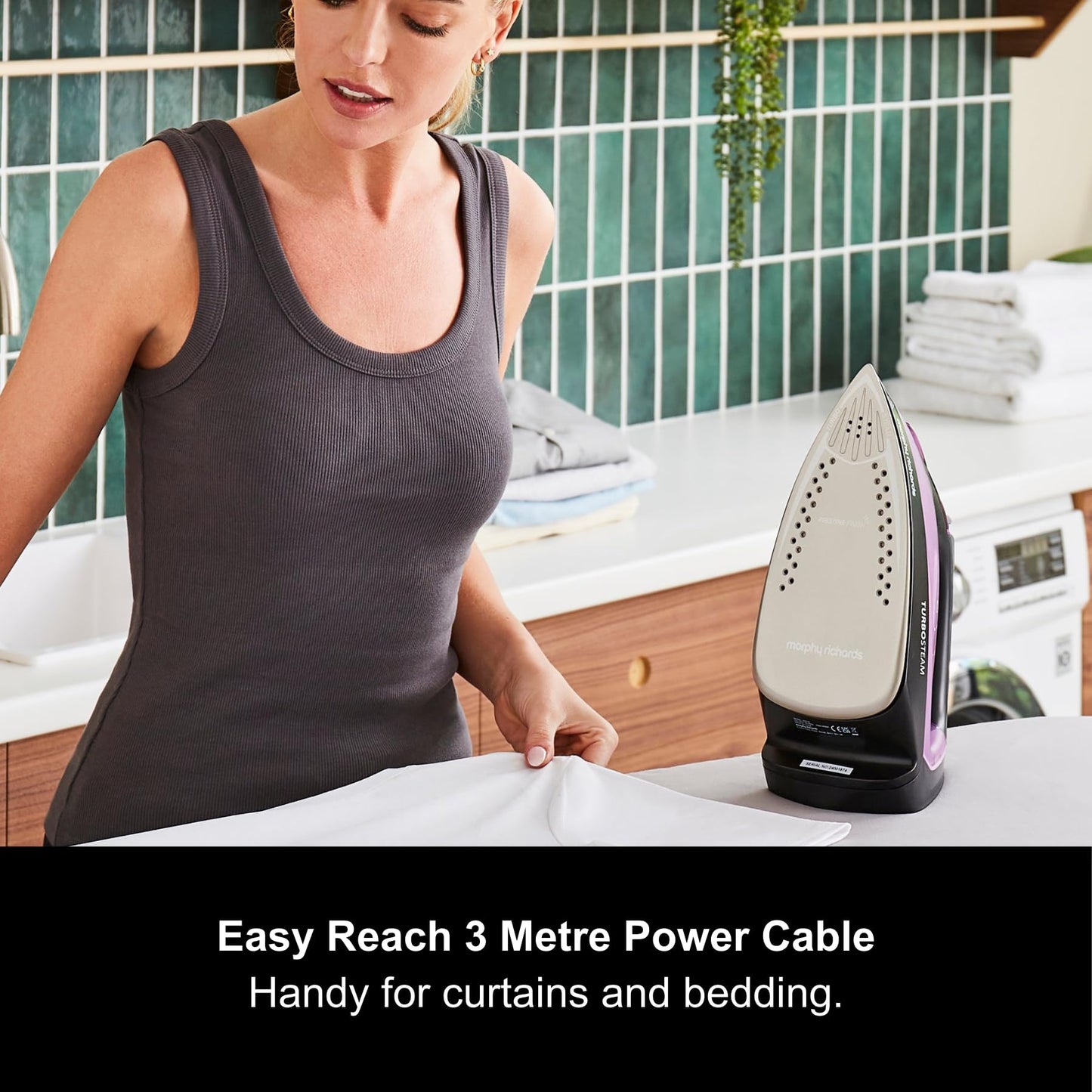 Morphy Richards Turbosteam Steam Iron, Non stick Ceramic Soleplate, 170g Boost, 50g Output, 380ml Water Tank, Anti-Scale and Drip, Auto Shut-off, 3m
