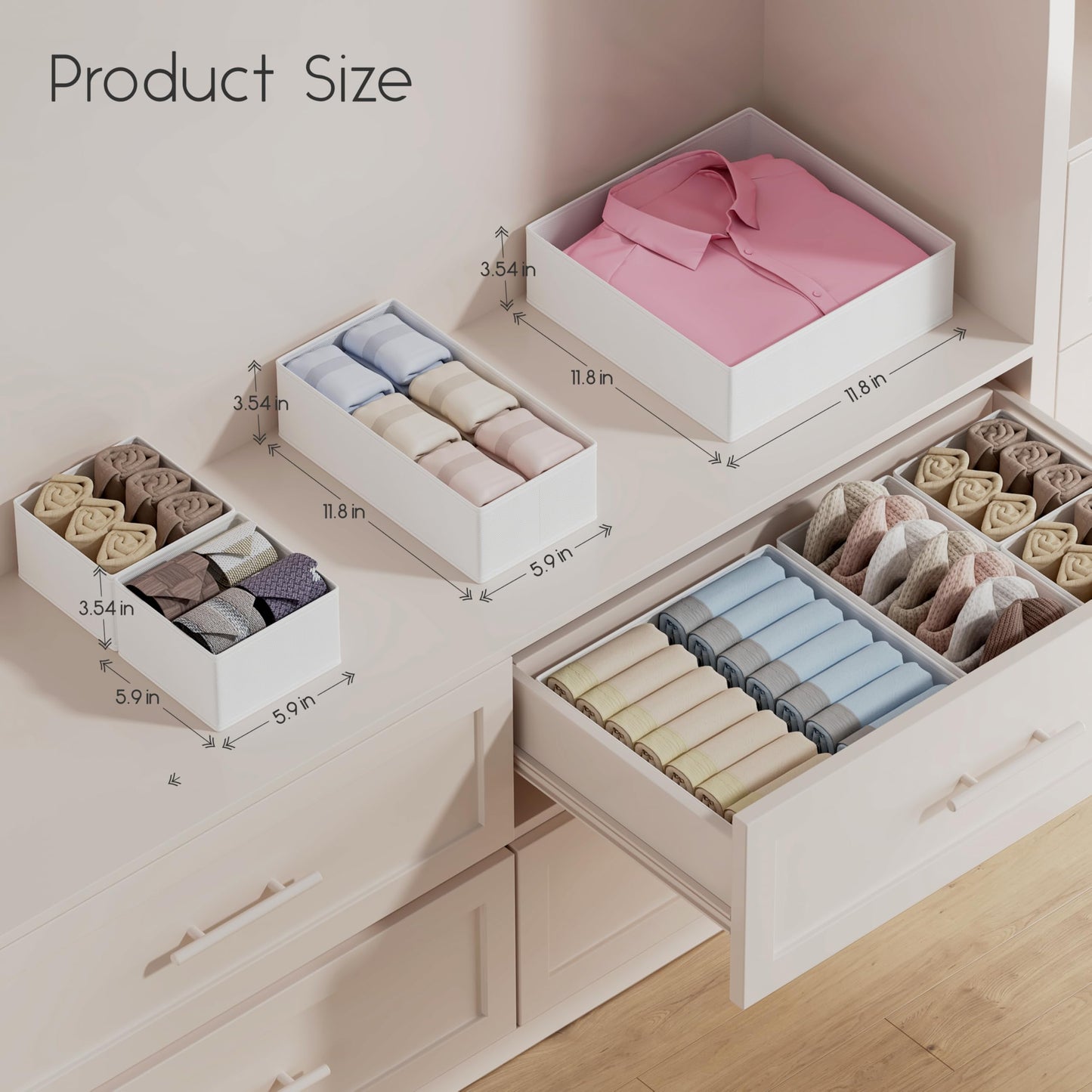 Homsorout Drawer Organisers Foldable Drawer Dividers - 10 Pack Fabric Clothes Wardrobe Storage Boxes Drawer Dividers Cubes for Baby Clothing, Socks