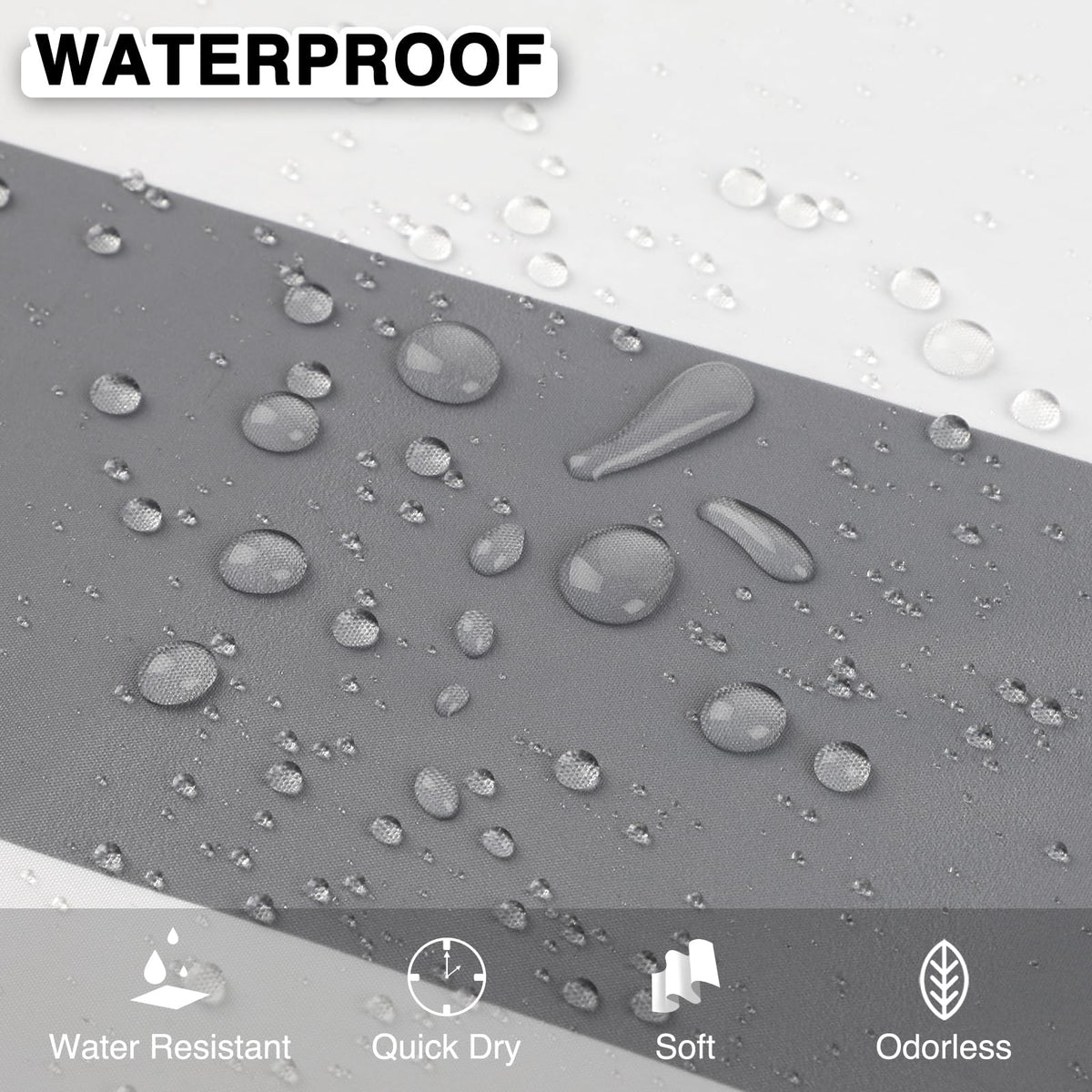WELTRXE Shower Curtains Mould Proof Resistant, Waterproof Quick Dry Polyester Fabric Bath Curtain with 12 Hooks, Weighted Hem, 183x183 cm