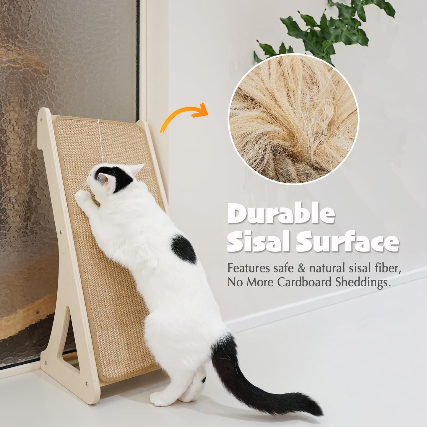 PETKARAY Cat Scratcher, Sisal Cat Scratching Ramp, L Shape Cat Scratch Pad for Indoor Cats, 27" Wall Furniture Protector with Mouse Toy