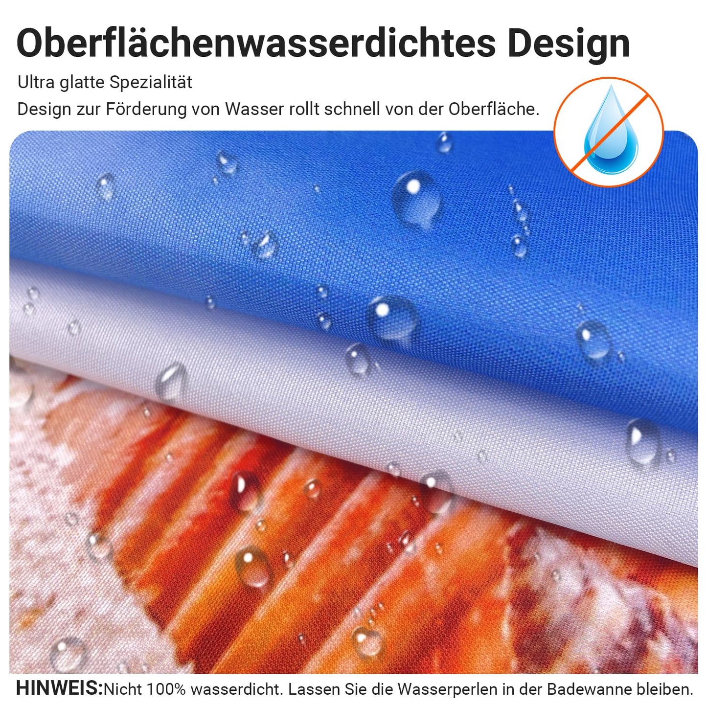 Lerores Shower Curtain, 150 x 200 cm, Sea Blue, Weighted Hem, Anti-Mould Textile, Water-Repellent