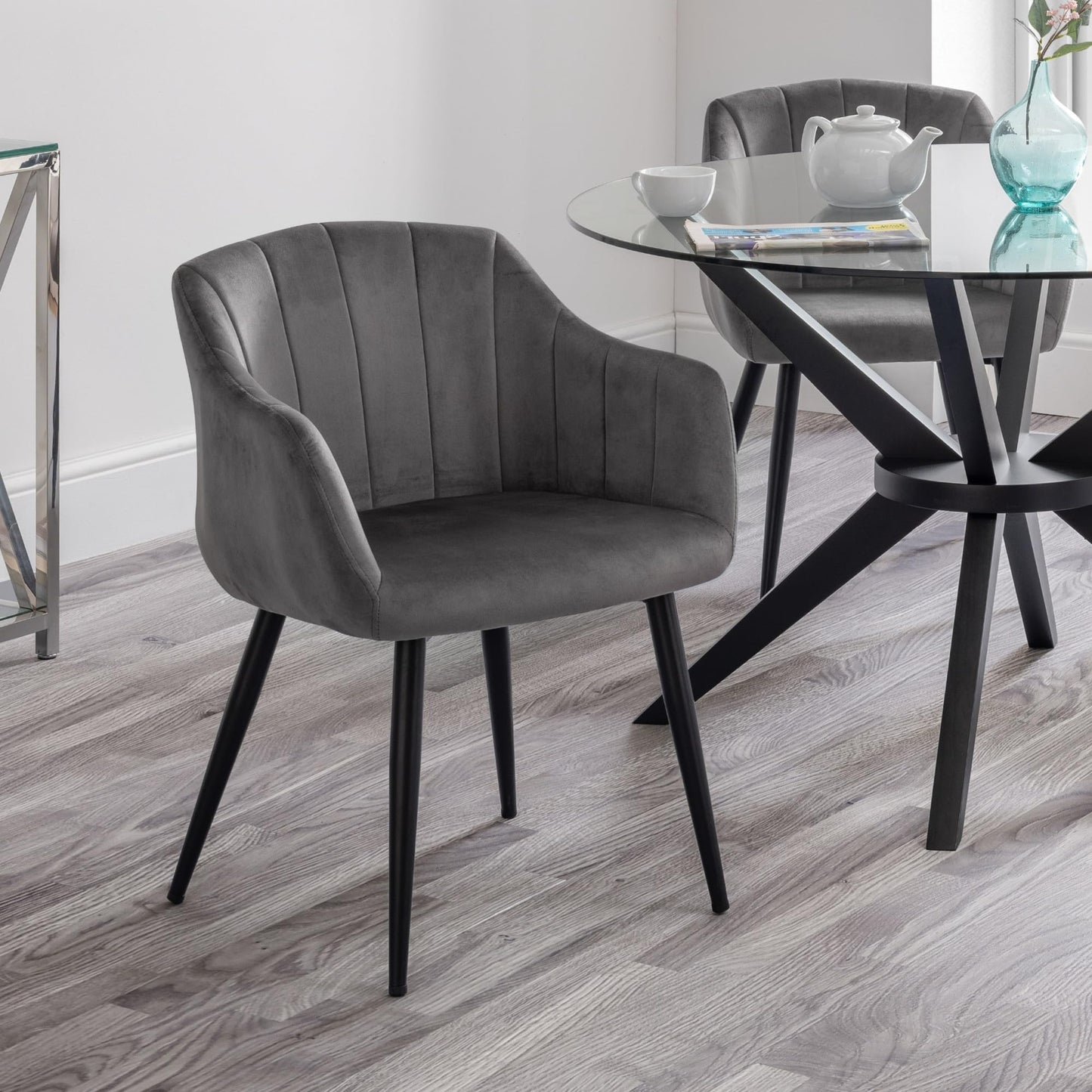 Julian Bowen Hobart Dining Chairs, Set of 2, Grey - H81.5 x W58 x D63cm