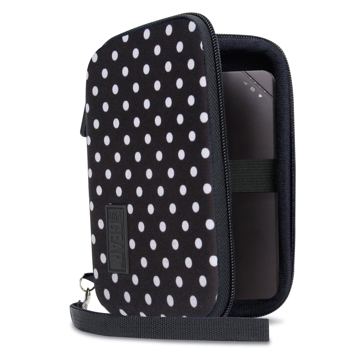 USA Gear Portable WiFi Hotspot Hard Case - WiFi Booster Travel Case with Wrist Strap - Compatible with MERCUSYS MT110, ZTE MF920, TP-Link M7450,