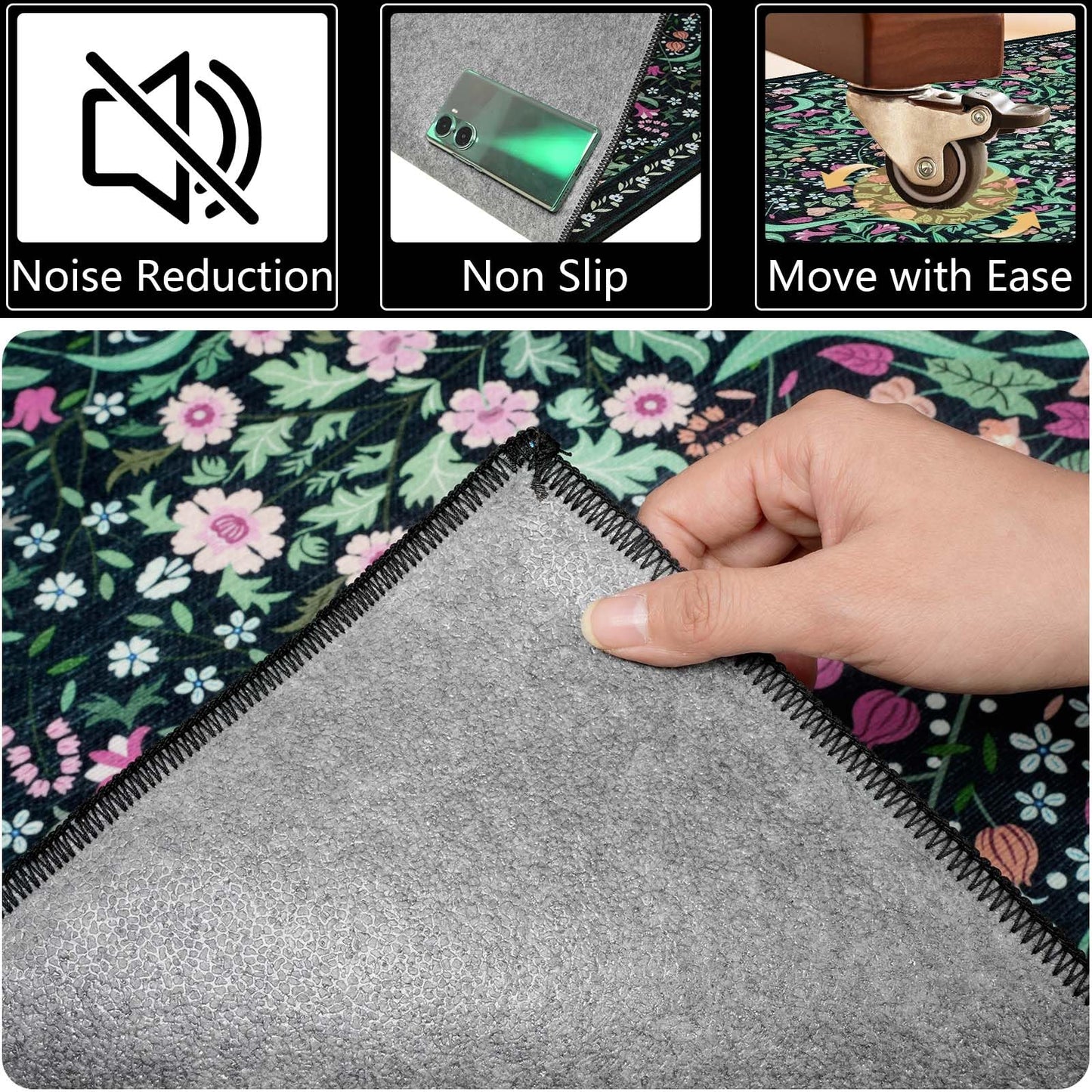 Famibay Office Chair Mat for Hardwood Floor 90x120cm Pink Chair Floor Protection Mat Non Slip Computer Desk Chair Mat for Hard Floor Rubber Mats for