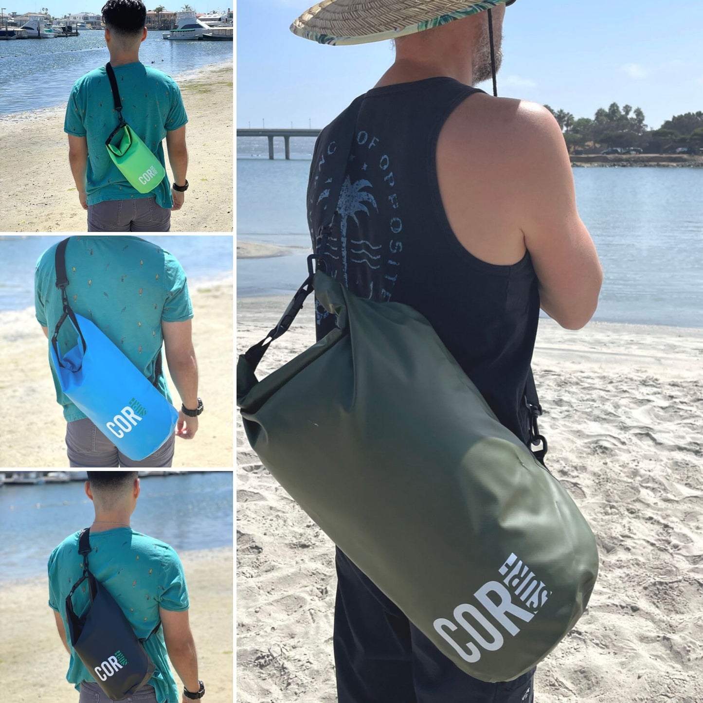 COR Surf Floating Waterproof Dry Bag Roll Top Sack Keeps Gear Dry for Kayaking, Rafting, Boating, Swimming, Camping, Hiking, Beach, Fishing (Green,