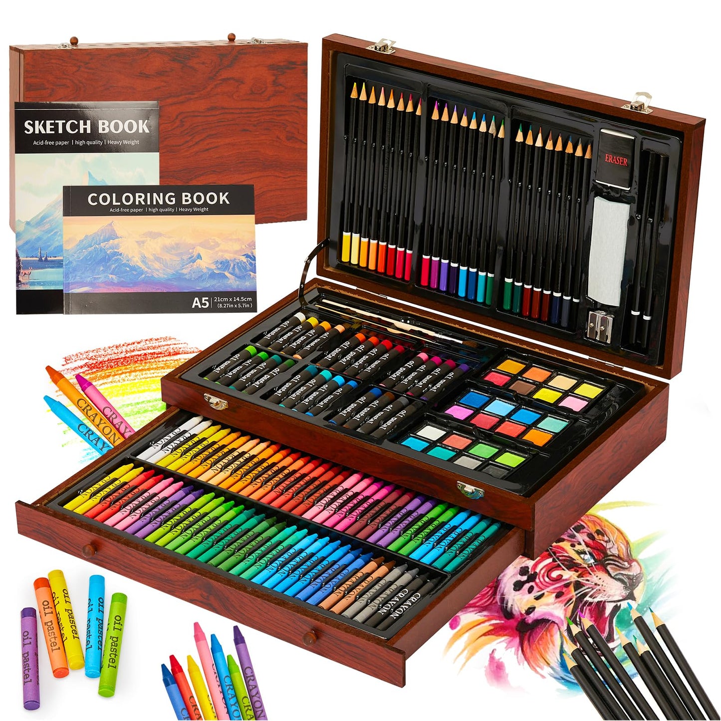 KINSPORY 146 PCS Art Set for Kids, Deluxe Painting Art Set, Coloring Drawing Case Gift for Artists Teens Boys Girls 4 5 6 7 8 9 10 11 12