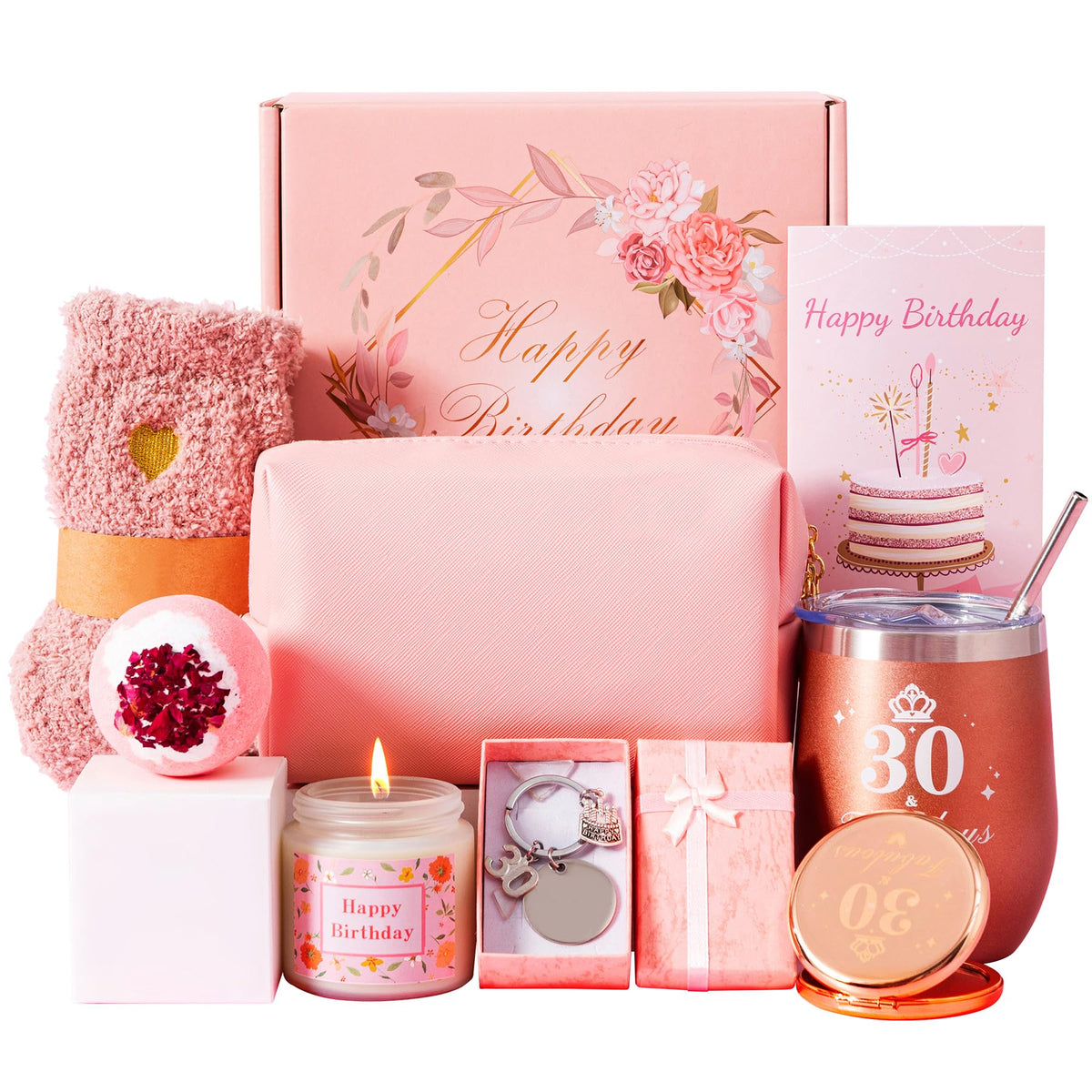 30th Birthday Gifts For Women, Happy 30yr Bdy Birth-day Hamper Basket For Her, Turning 30 Year Old Female Birthday Gifts,Pamper Box For Ladies,