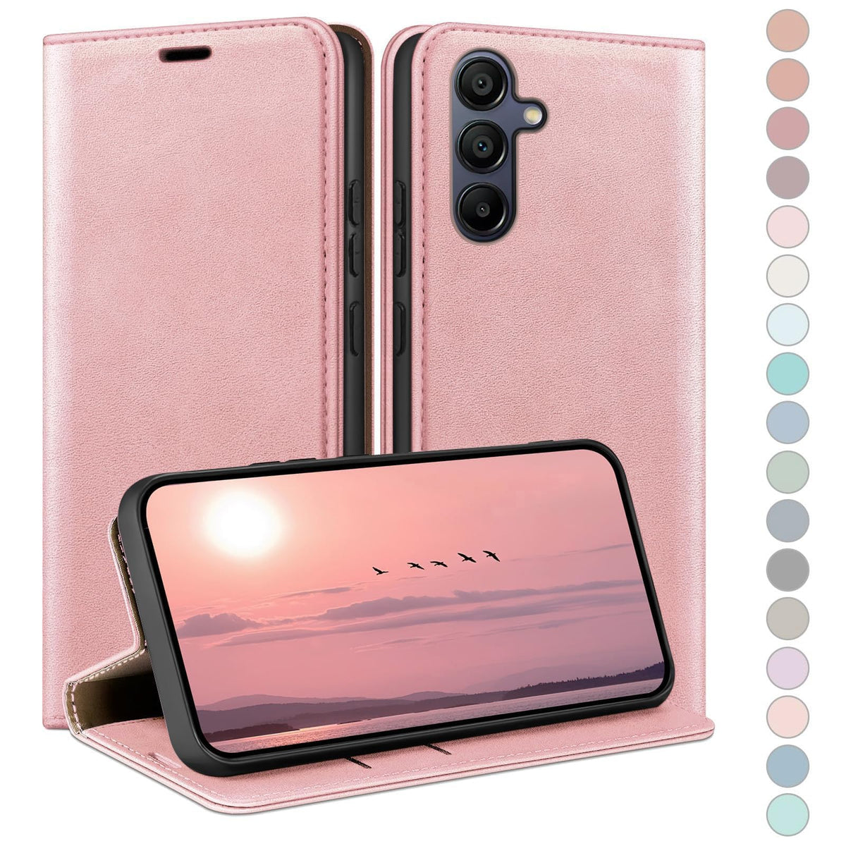 HUOUH for Samsung Galaxy A16 Wallet case with RFID Blocking PU Leather,Flip Folio Book covers,Credit Card Holder Shockproof Phone case Women Men for