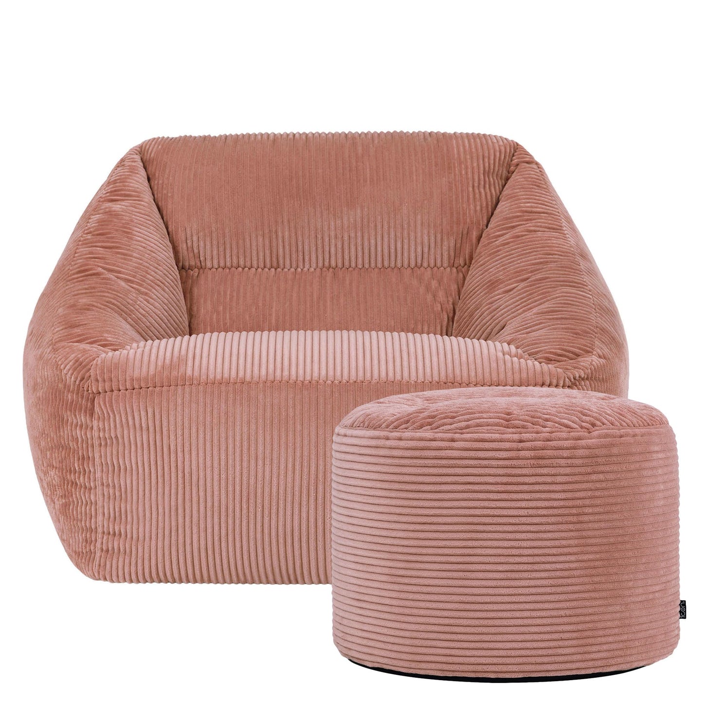 icon Natalia Cord Bean Bag Chair & Footstool with Filling Included, Pink
