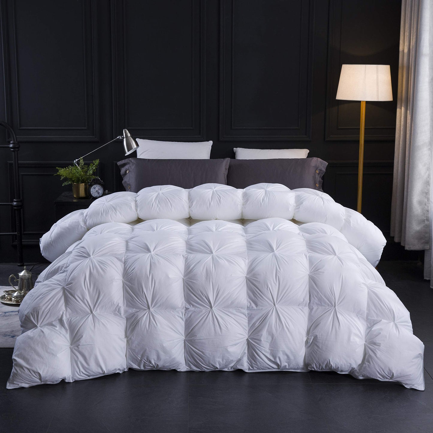 Three Geese Single Size Duvet,Goose Feather Down Duvet Heavy Warm Winter 13.5 Tog, 100% Organic Cotton Cover, Double Quilt Bed Comforter (White)