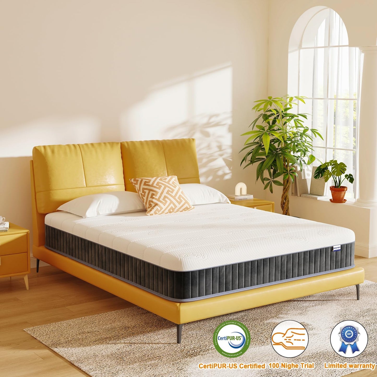 MOLPHIT 10-Inch Single Mattress  The Innerspring Hybrid Memory Foam Bed in a Box for Ultimate Support and Pressure ReliefSingle Size Mattress(190 *