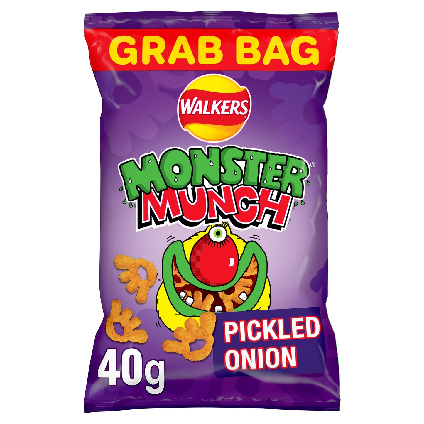 Walkers Monster Munch Pickled Onion Snacks Crisps 40g (Case of 35)