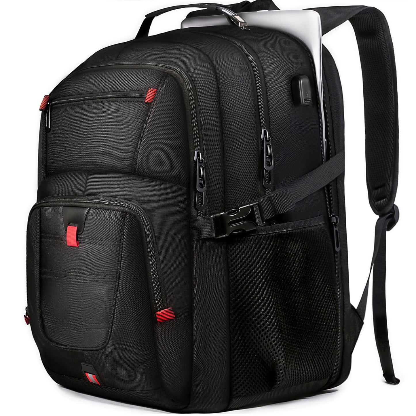Z-MGKISS Travel Backpack, Large 17.3" Anti-Theft Laptop Rucksack, TSA-Friendly Work Bag with USB Port, Overnight & College Computer Bag for Men Women,