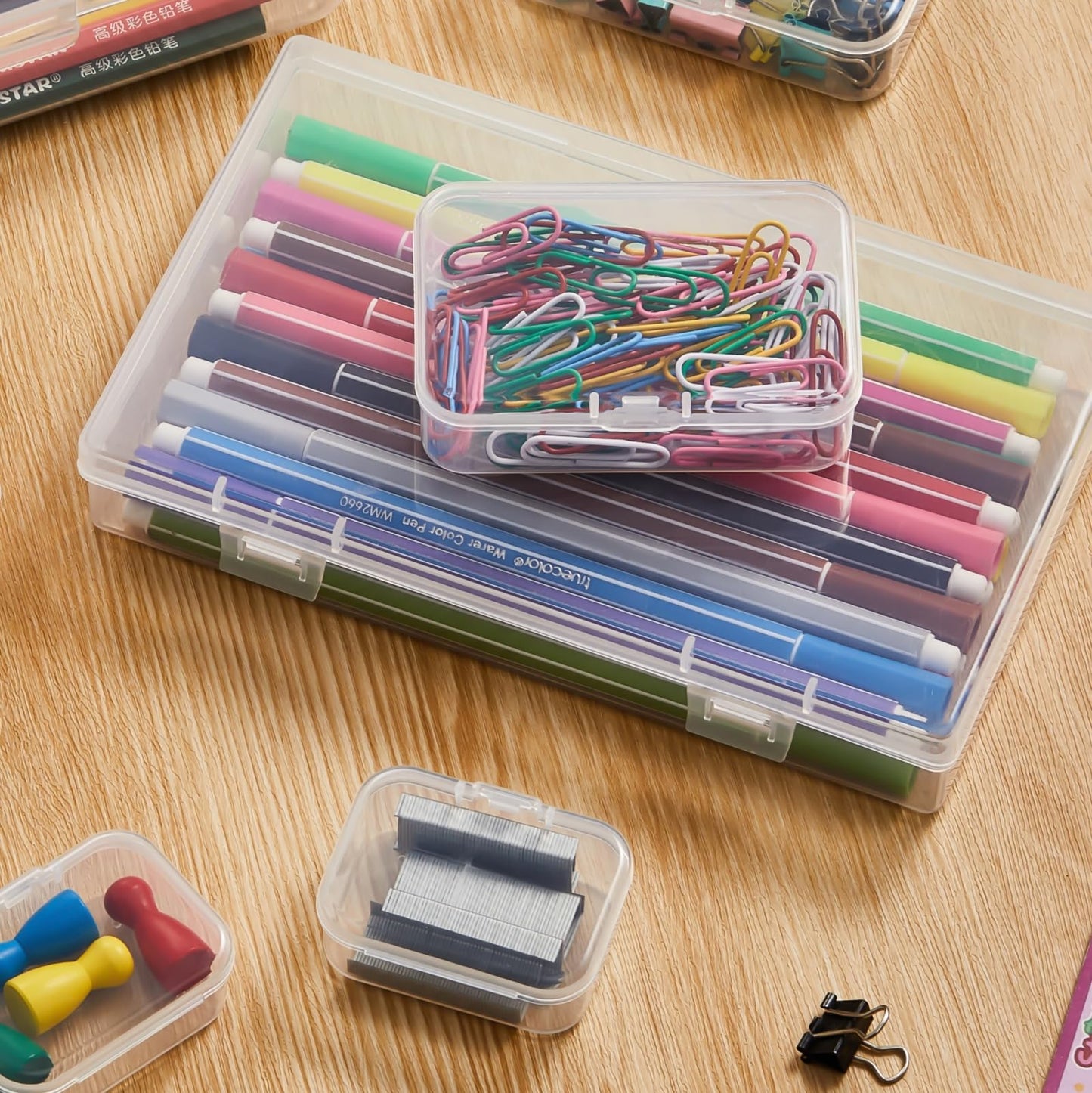 Goodma 36 Pieces Mixed Sizes Rectangular Plastic Organizer Box, Transparent
