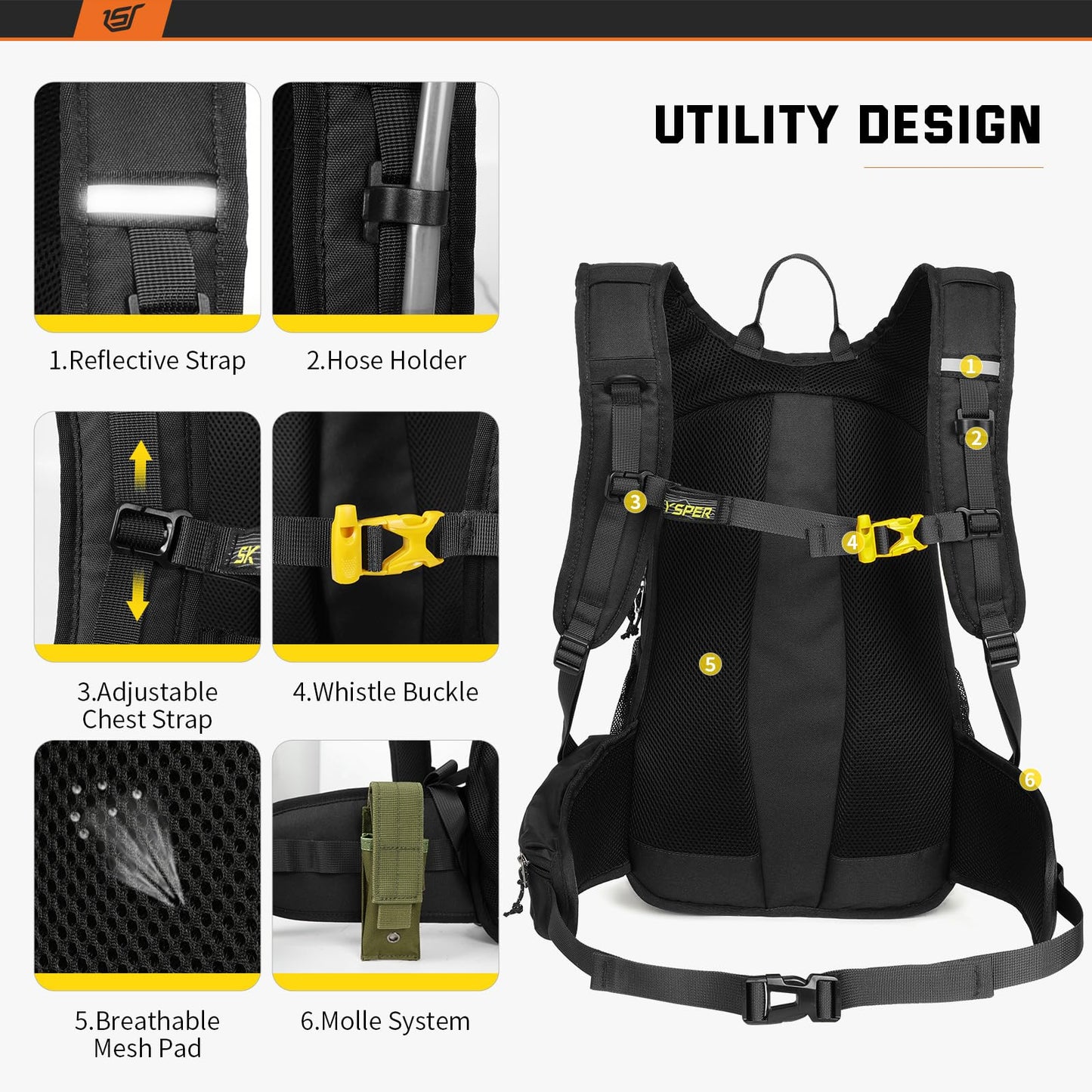 SKYSPER Cycling Backpack 20L Lightweight Bike Backpack for Men Women Running Rucksack for Biking Hiking Climbing(Black)
